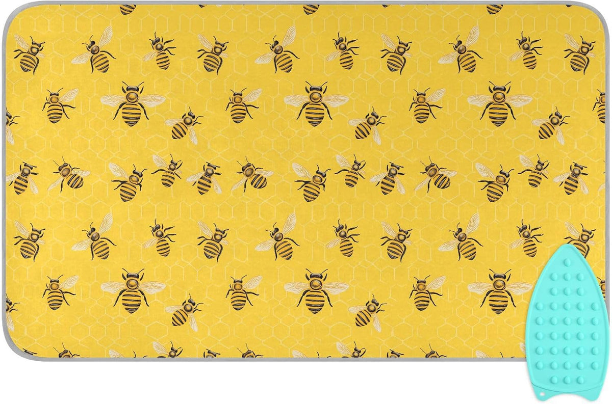 Yellow Bees Honey 01 Ironing Mat for Table top Portable Ironing Pad Blanket for Washer Dryer