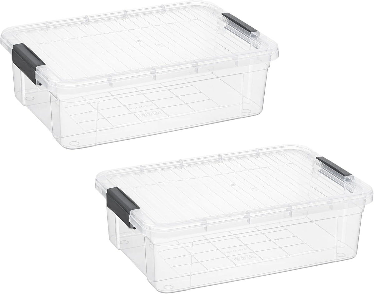 Superio Clear Storage Boxes with Lids, 16 Quart Plastic Container Bins for Organizing, Stackable