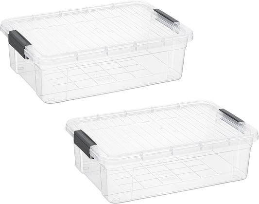 Superio Clear Storage Boxes with Lids, 16 Quart Plastic Container Bins for Organizing, Stackable