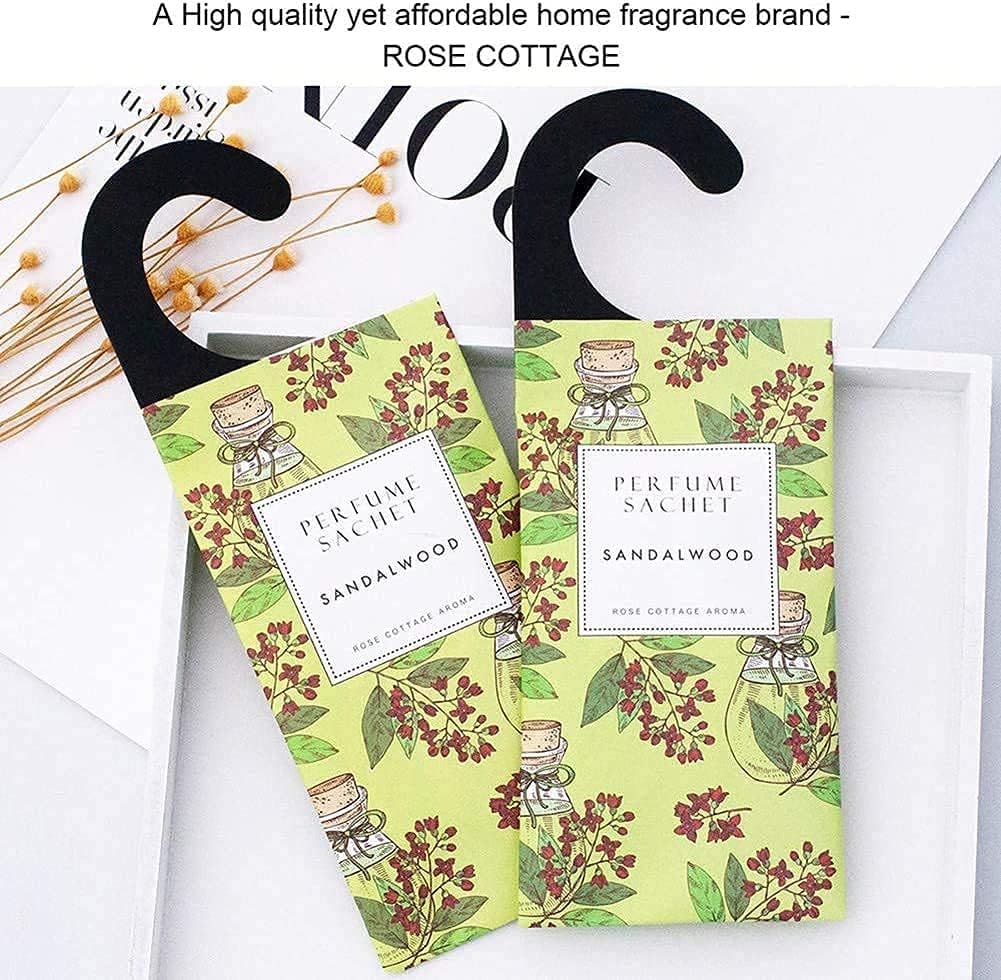 ROSE COTTAGE Large 12 Packs Sandalwood Hanging Closet Deodorizer Air Freshener Long Lasting Scented