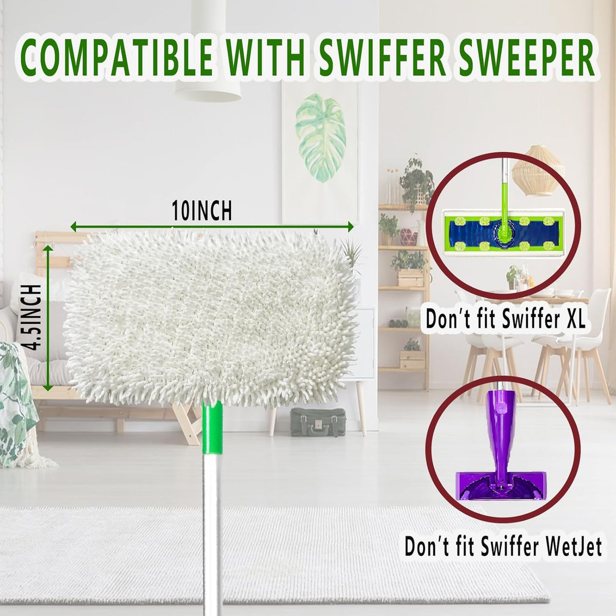 Reusable Microfiber Mop Pads Washable Wet Pads Compatible with Refills for Swiffer Sweeper Wet &