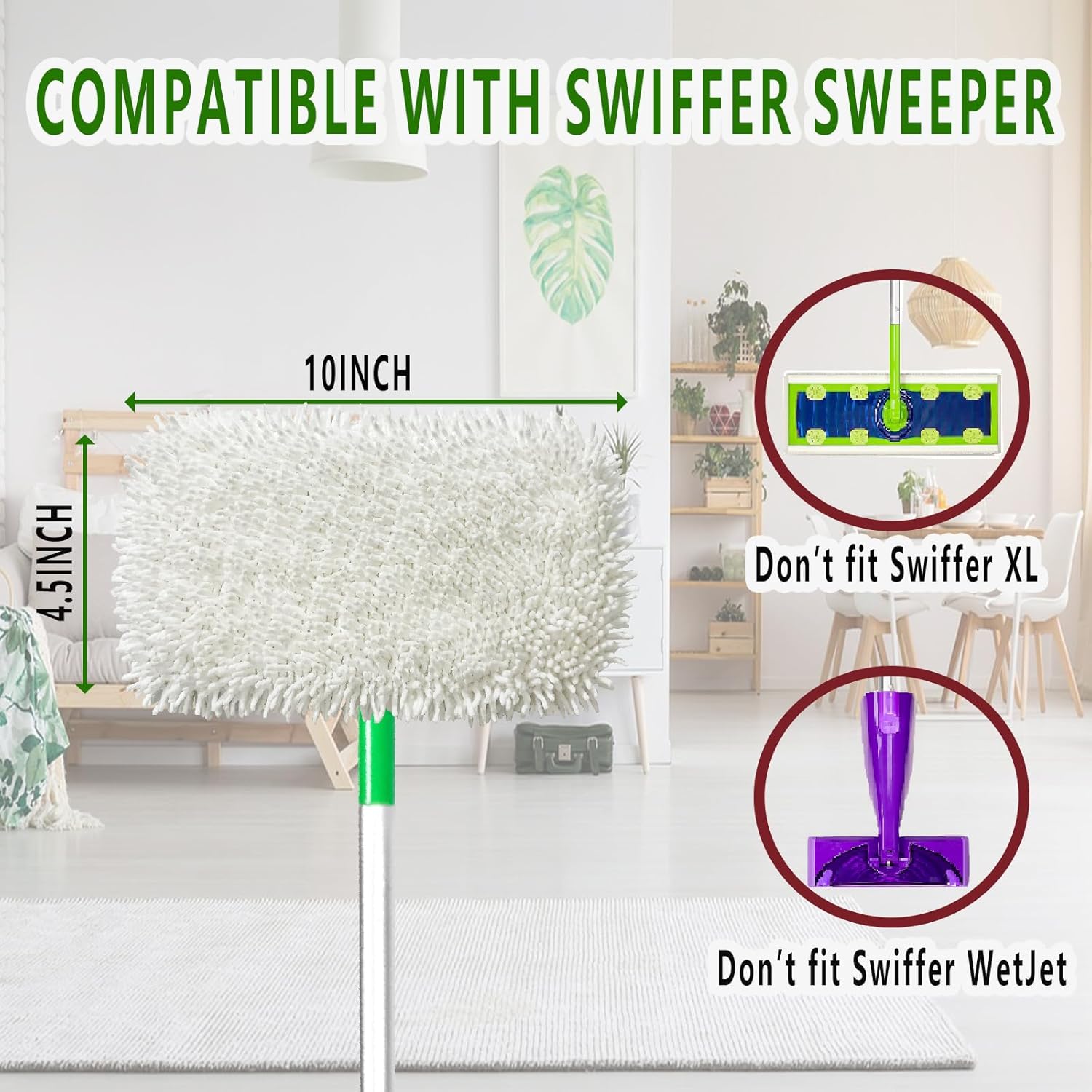 Reusable Microfiber Mop Pads Washable Wet Pads Compatible with Refills for Swiffer Sweeper Wet &