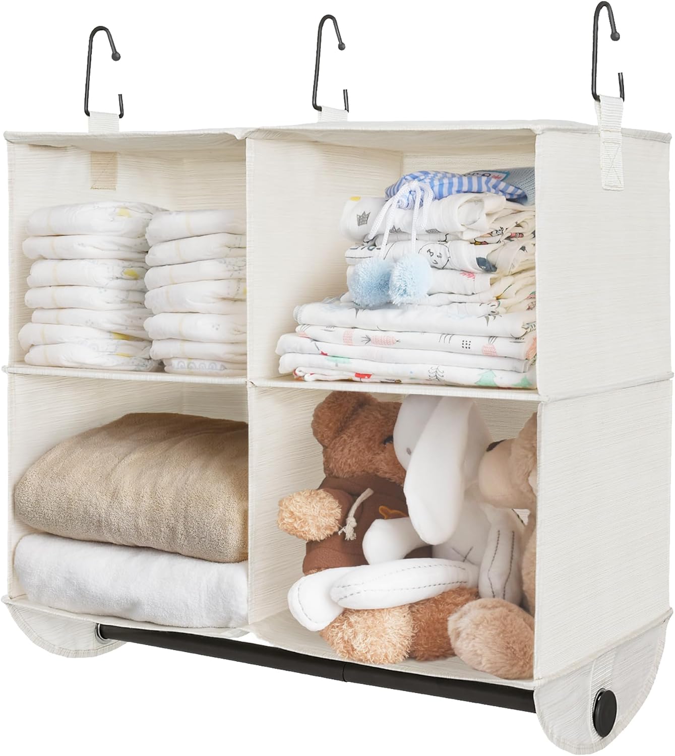 StorageWorks Hanging Closet Organizer with Metal Rod, 4-Section Closet Organizers and Storage