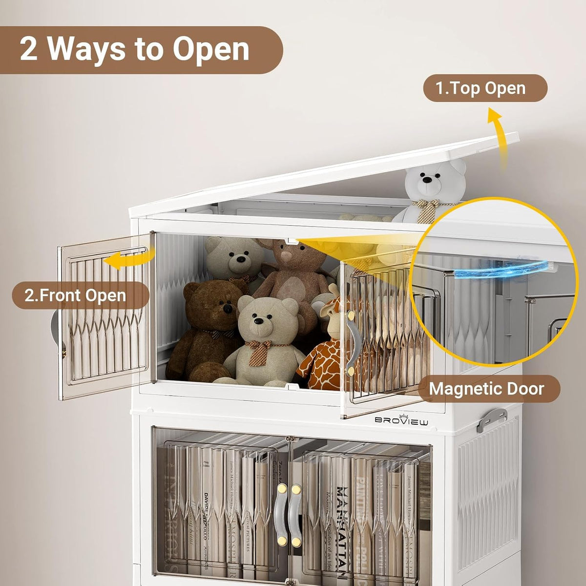 BROVIEW 240Qt Stackable Storage Bins with Lid, Extra Large Closet Organizer Collapsible Drawer