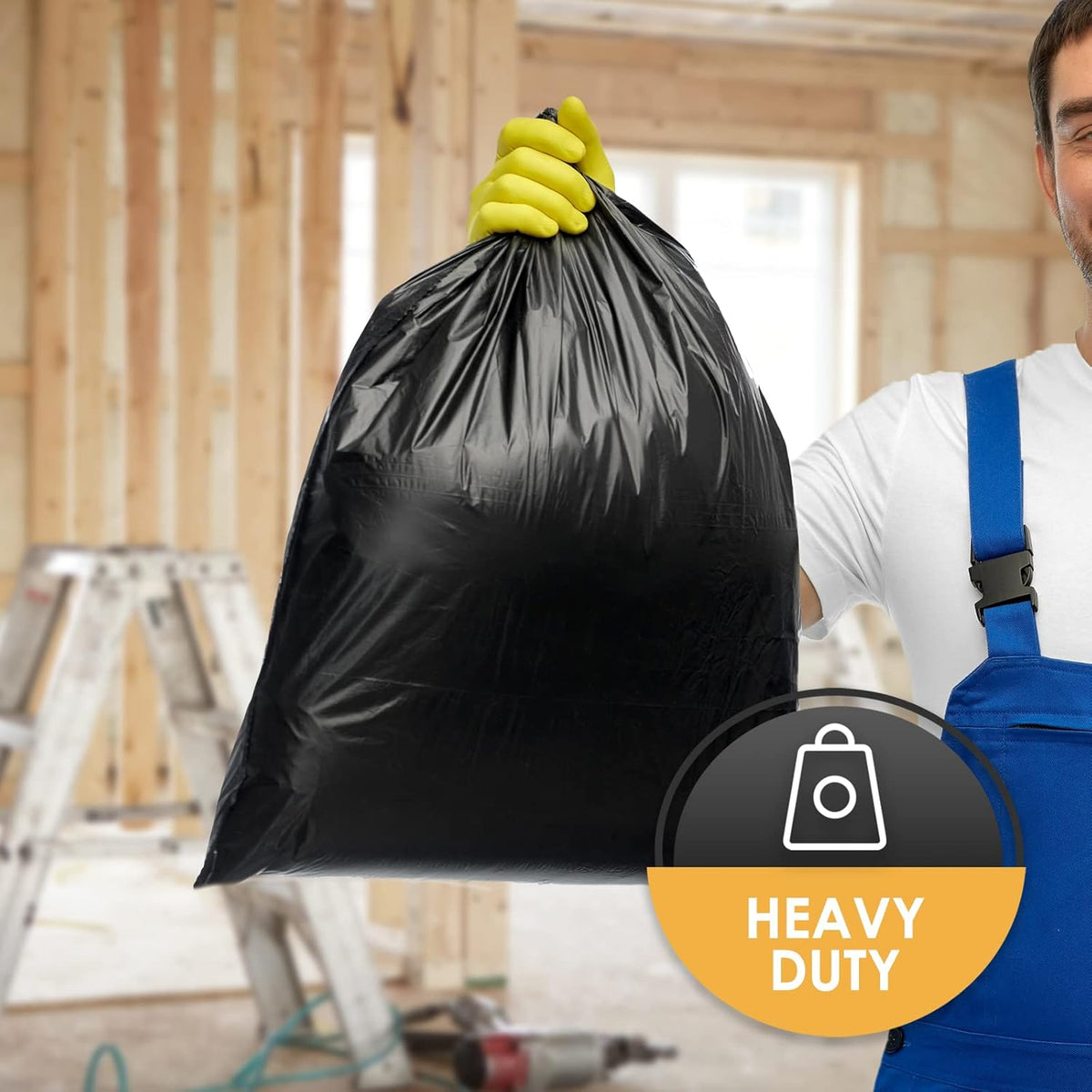 PAMI Heavy Duty 42 Gallon Construction Bags, Tear-Resistant Contractor Garbage Bags for Yard Waste