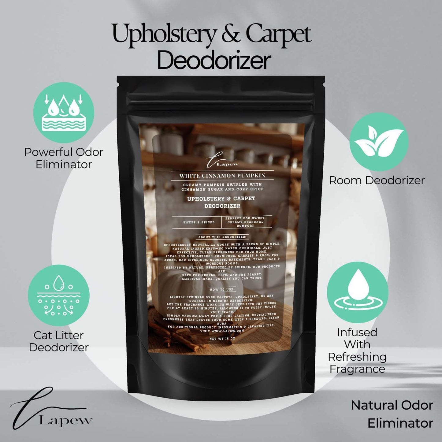 White Cinnamon Pumpkin Carpet Freshener Powder: Powerful Odor Eliminator for Home, Upholstery