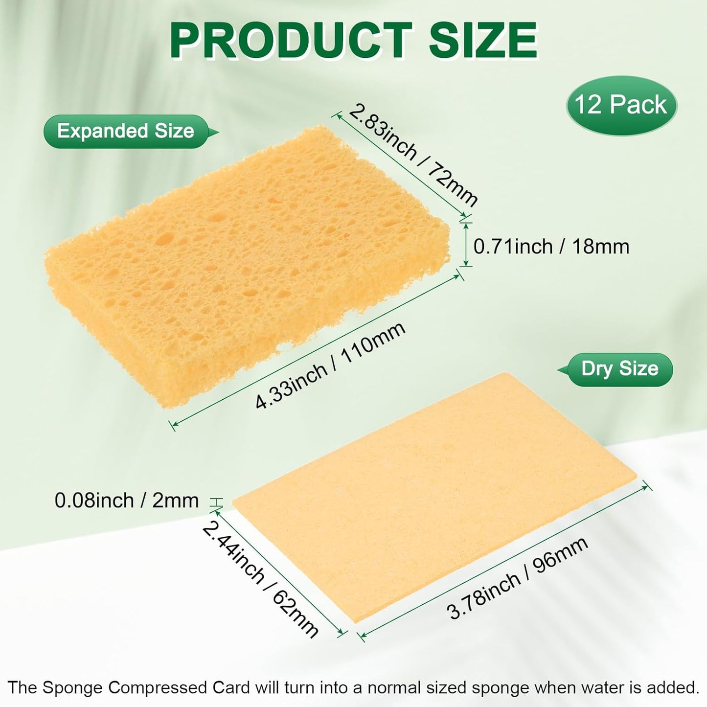 12-Pack Kitchen Sponges, Condense Eco Cellulose Non-Scratch Scrub Heavy Sponge for