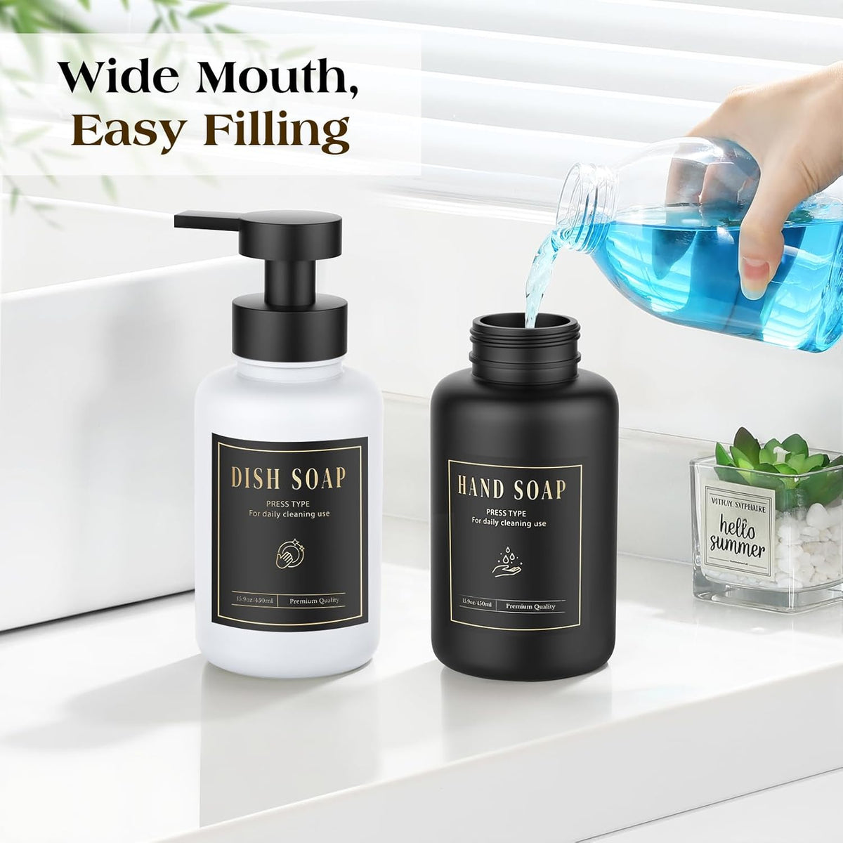 Luxspire Foaming Soap Dispenser, Glass Foam Pump Soap Dispenser, Non-Slip Silicone Sleeve & 5