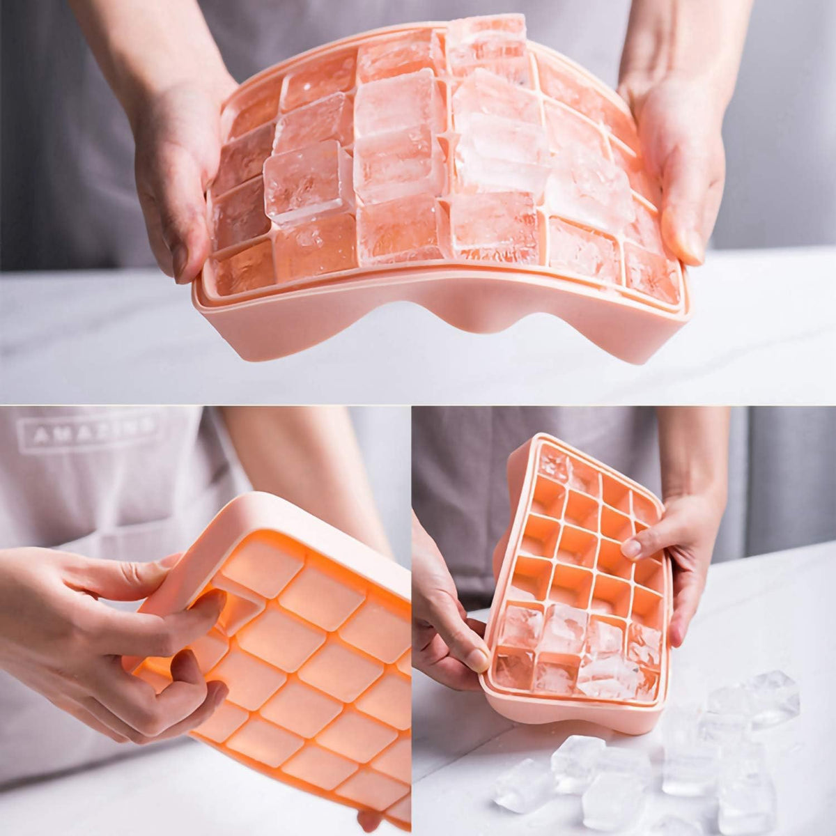 Bangp Premium Ice Cube Trays 2 Pack,Easy-Release Silicone Ice Cube Tray,24 Ice Cube Trays for