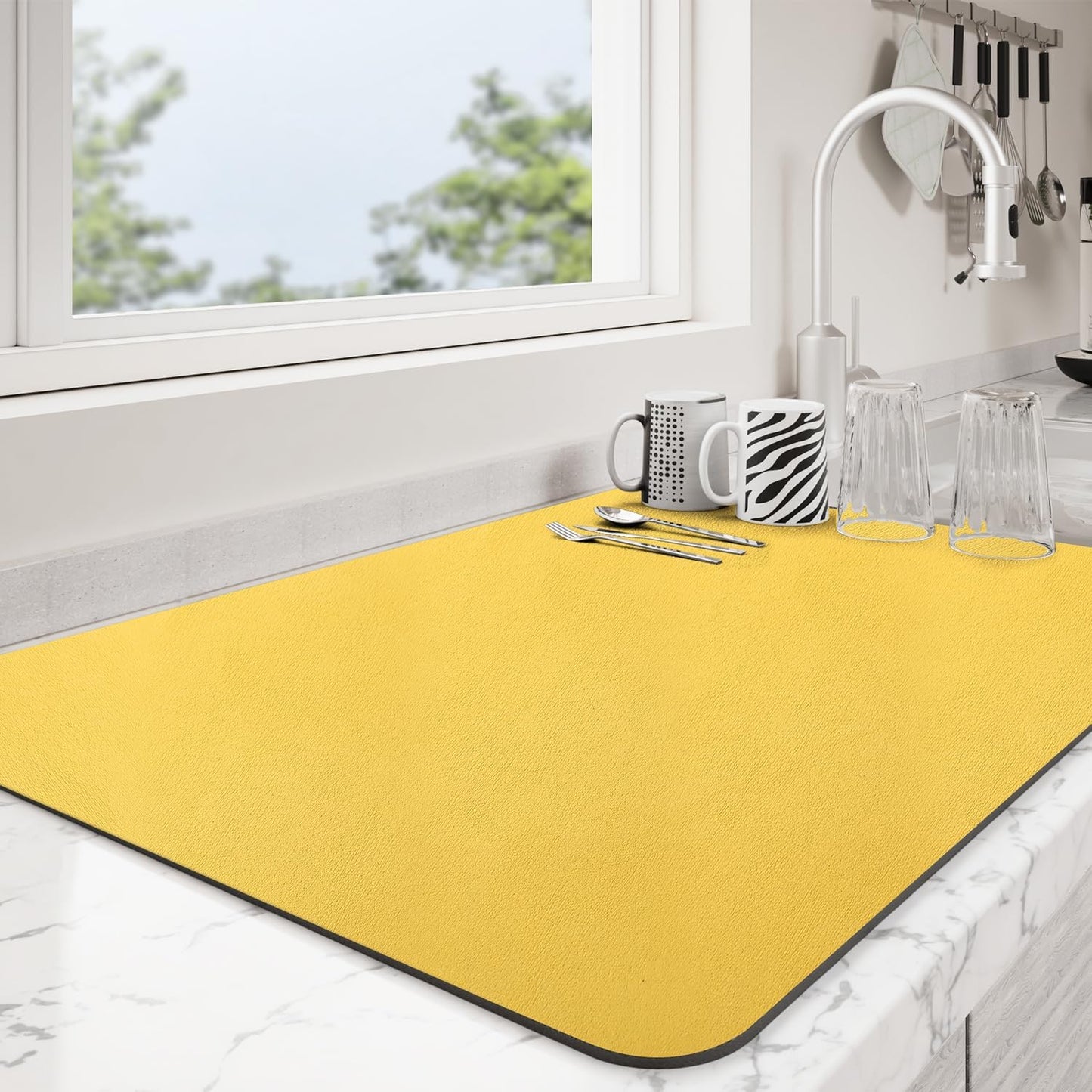 Dish Drying Mat for Kitchen Counter | Coffee Bar Mat for Countertops | Heat Resistant Drainer Mat