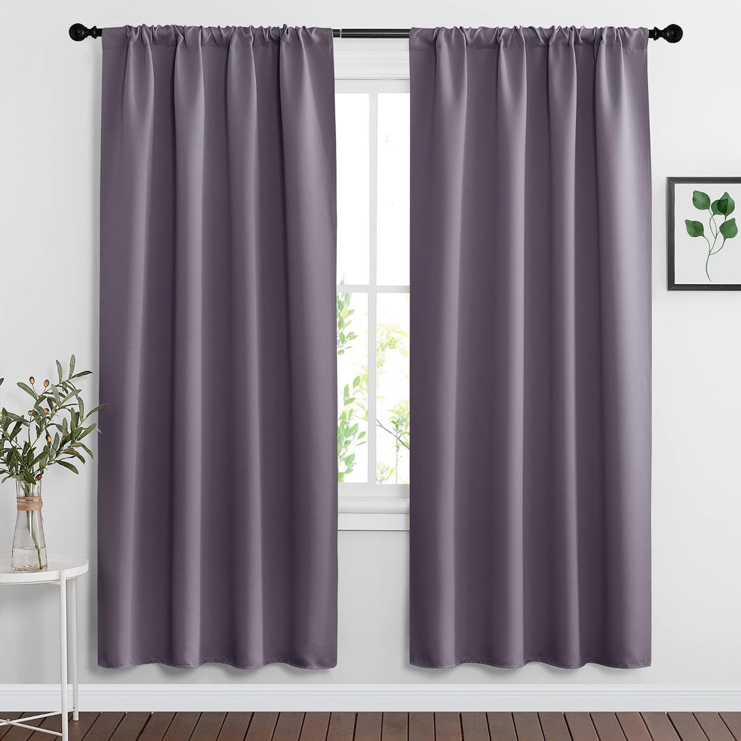 RYB HOME Living Room Curtains Blackout - Light Block Energy Efficiency Small Window Treatment