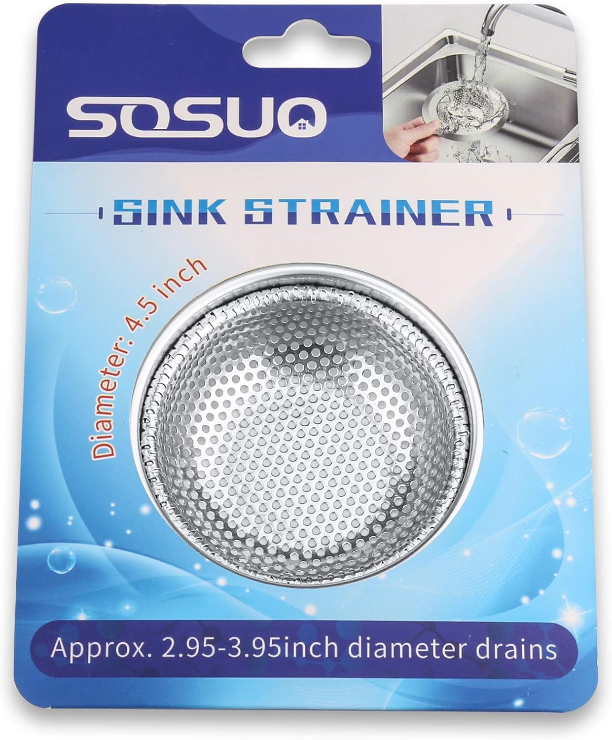 2 Pcs Kitchen Sink Strainer, Stainless Steel Drain Cover, Large Wide Rim 4.5" Diameter, Anti