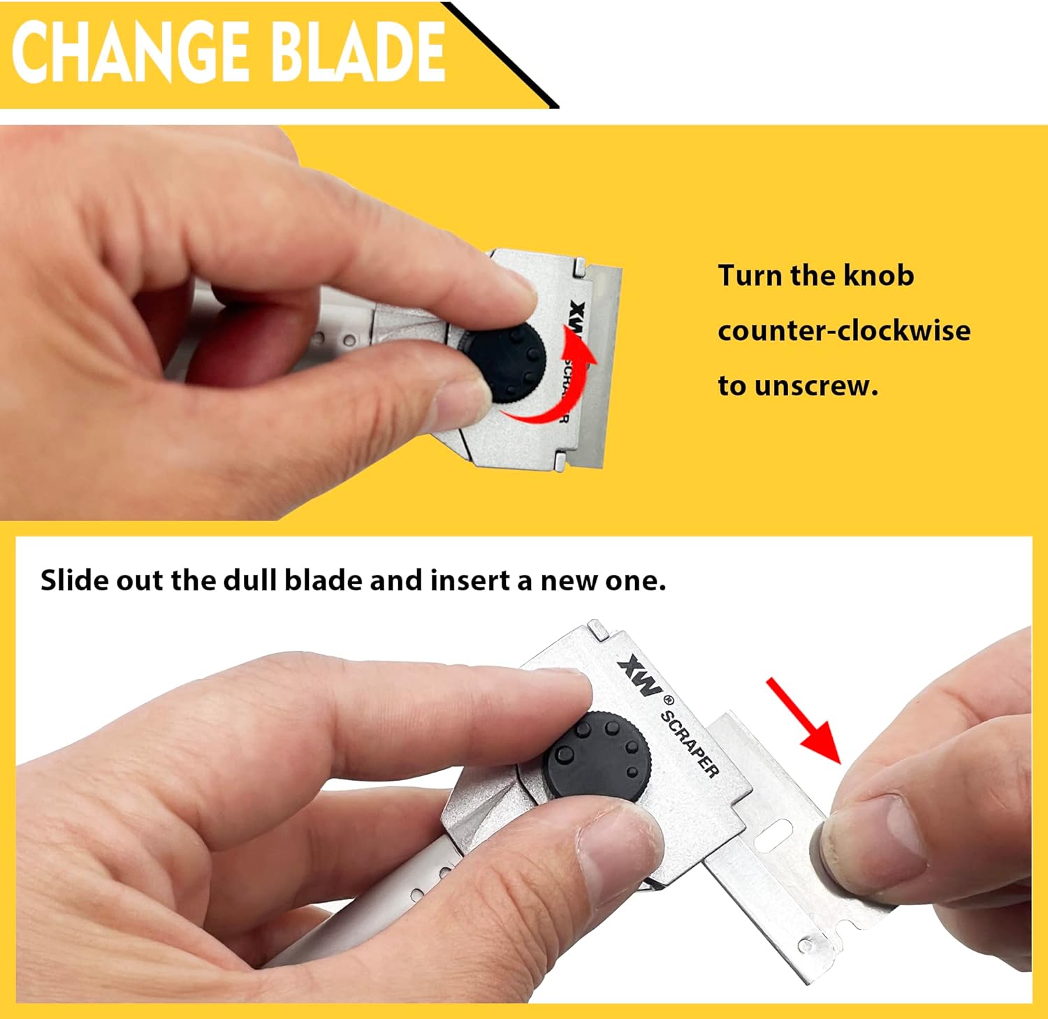 XW Razor Blade Paint Scraper Set, Heavy Duty Putty Knife with Quick Blade Change, Extra 20 PCS