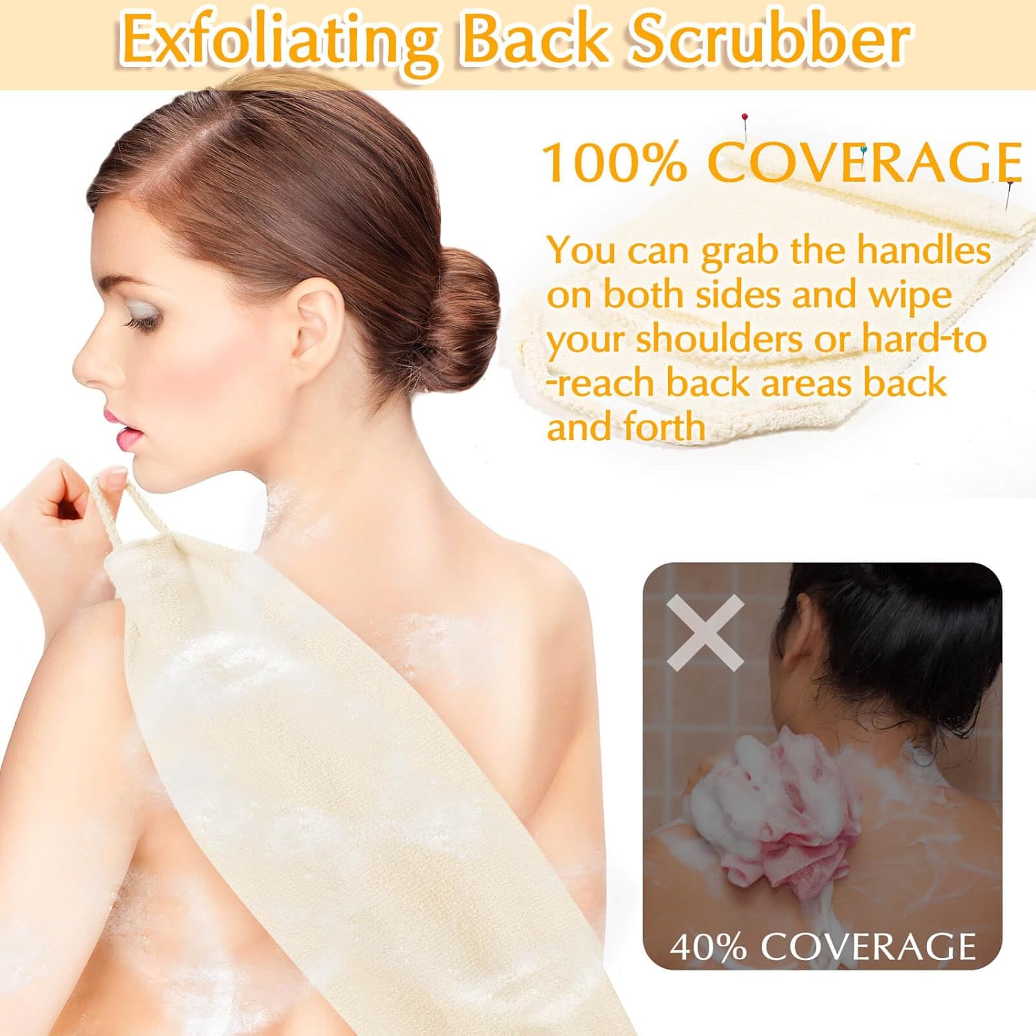 Anezus Exfoliating Back Scrubber Bath Gloves Set, Exfoliating Shower Towel with Shower Gloves for