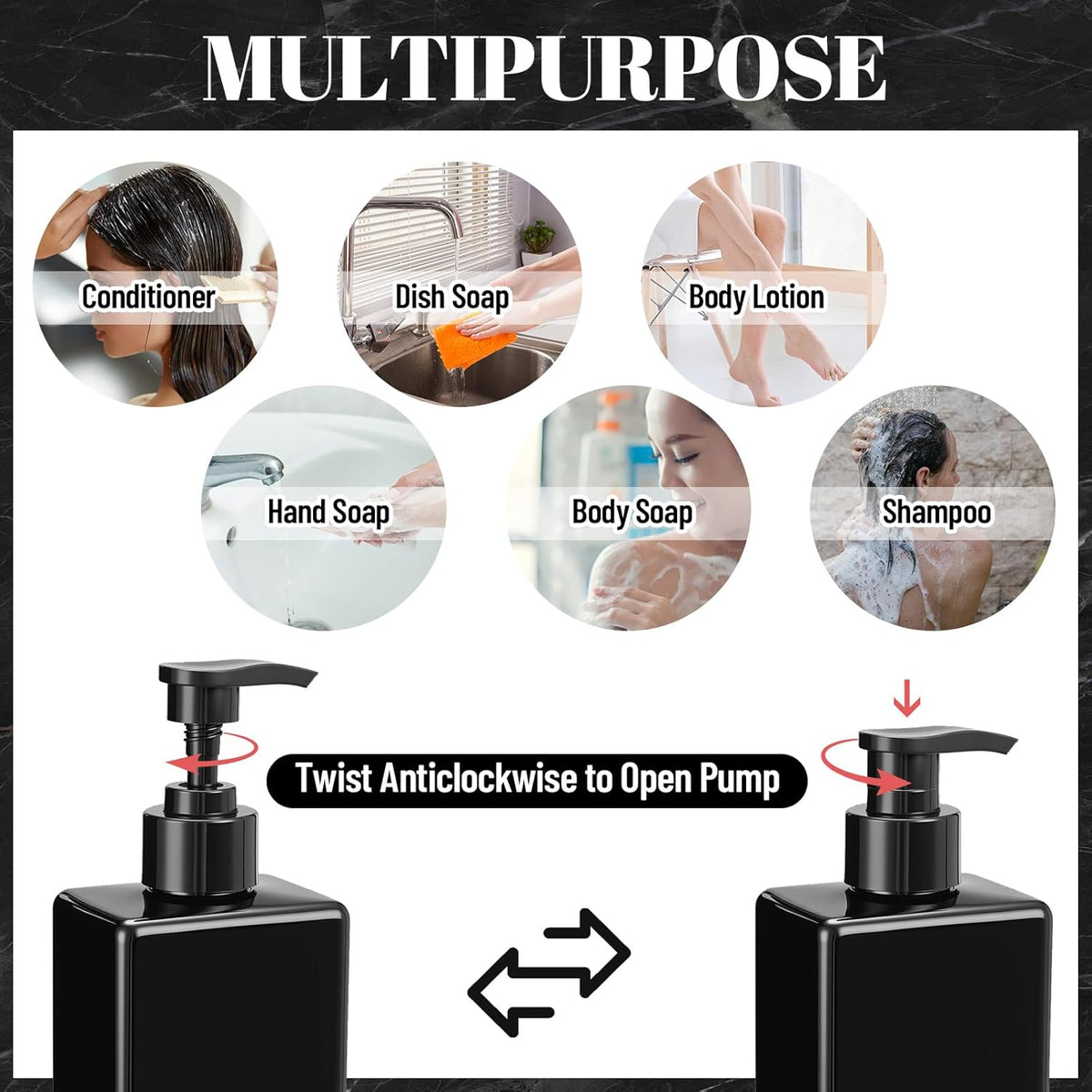 Tanlade 6 Pcs Shampoo and Conditioner Dispenser Bottles 16oz Modern Shower Soap Bottles with Pump
