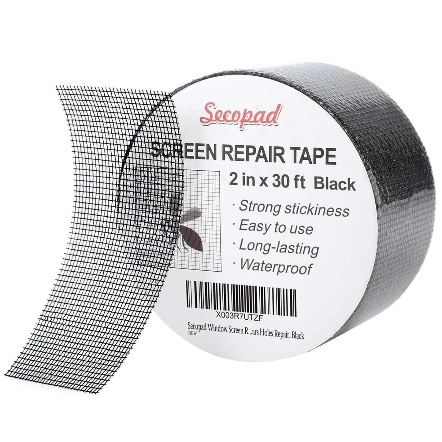 Black Window Screen Repair Tape, 2 in X 30 FT (360IN) Screen Repair Kit for Windows or Doors