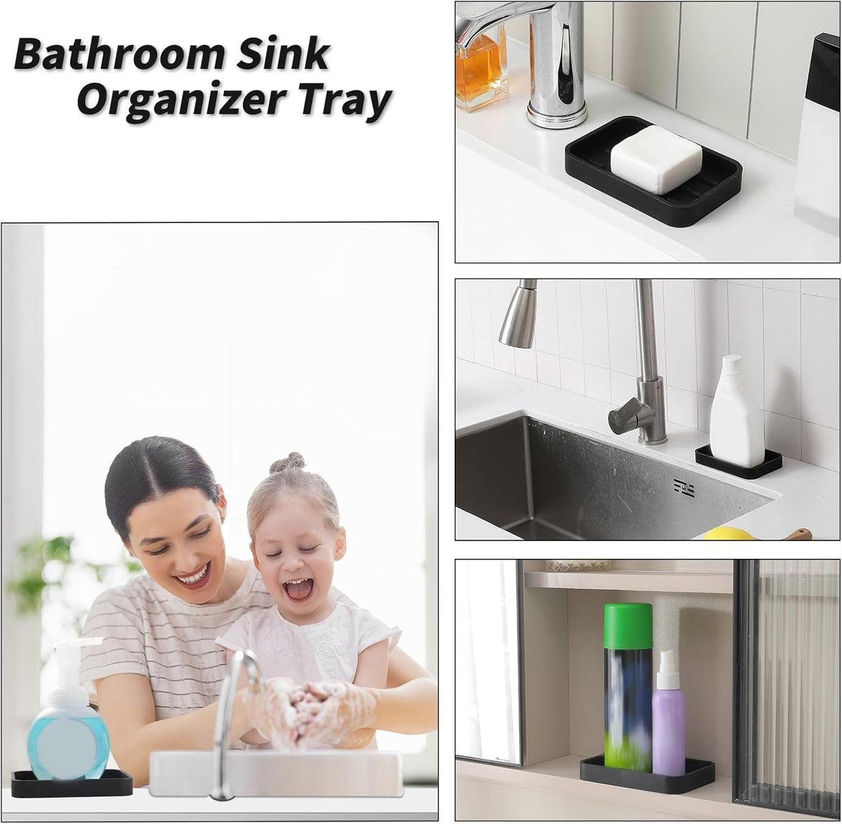 Silicone Kitchen Sink Organizer Tray for Multiple Usage,Easy Clean Sponges Holder for Kitchen