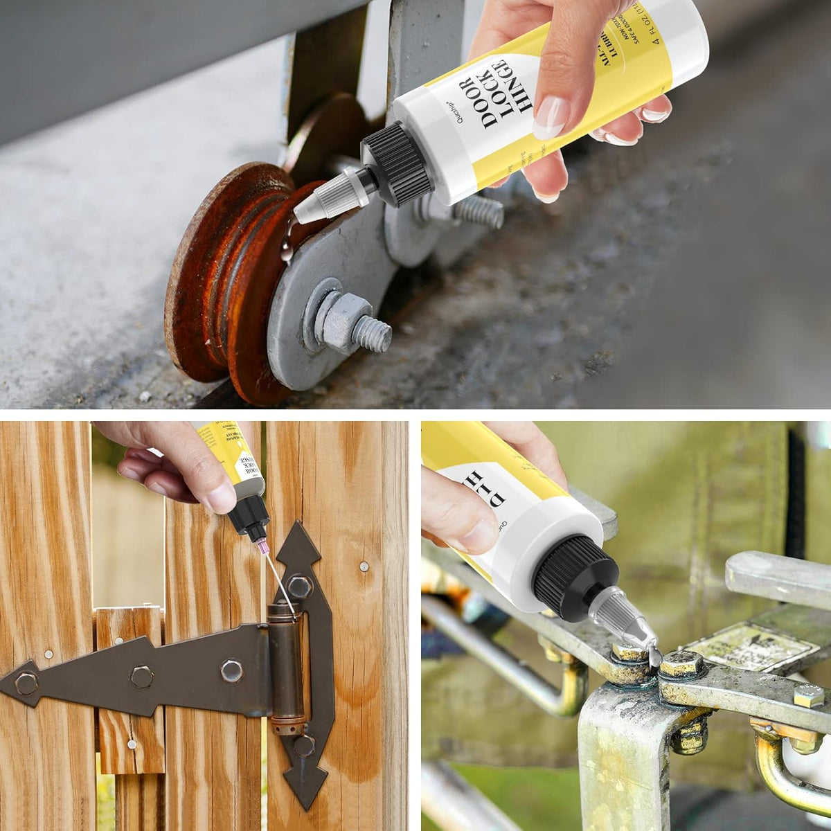 Qucship Upgraded Squeaky Hinge & Lock Lubricant Kit - 4 oz + 1 oz Needle Combo, Long-Lasting for