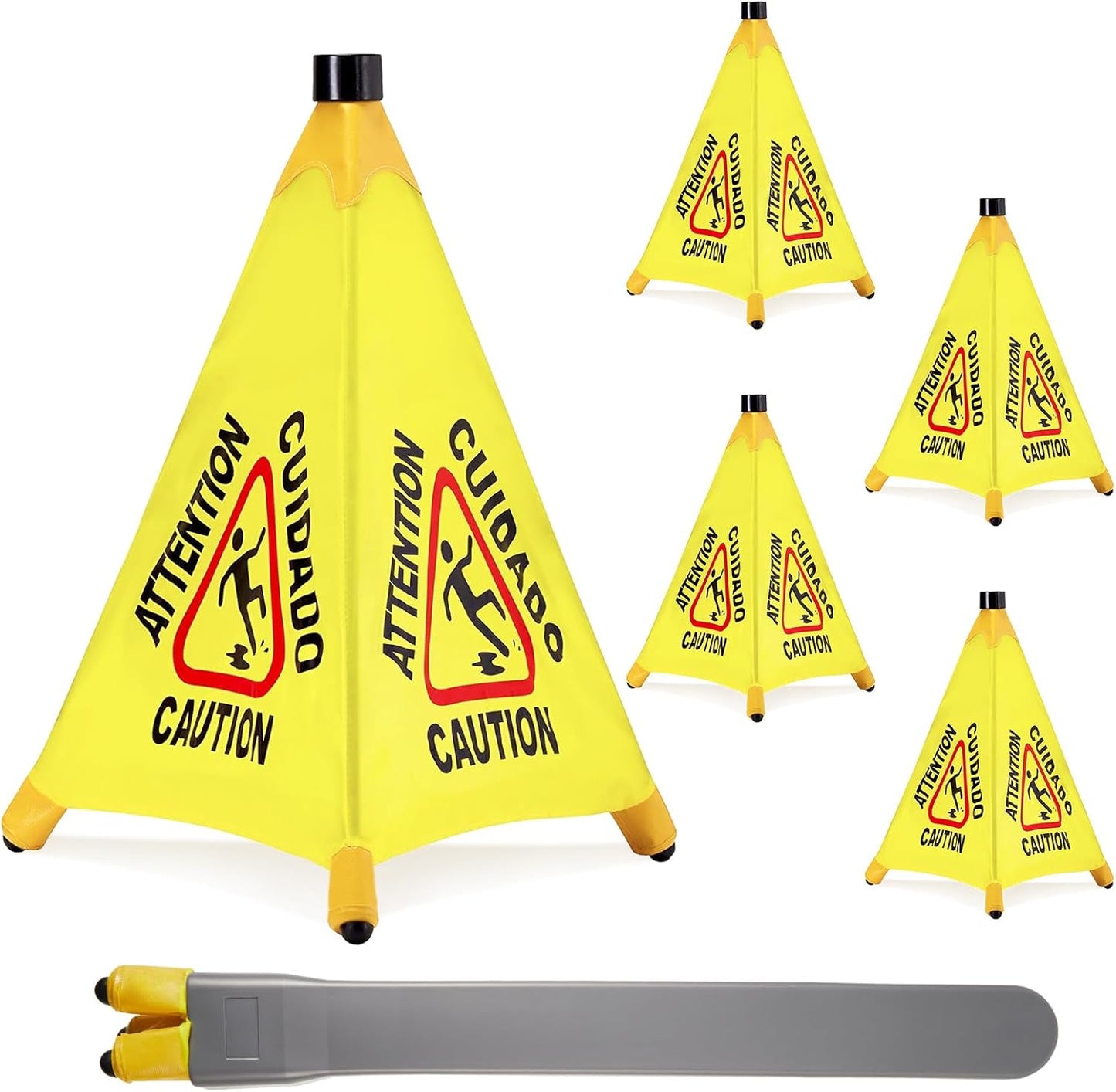 4 Pcs Pop up Wet Floor Sign with Storage Tube 20 Inch Wet Safety Signs Commercial Caution Safety