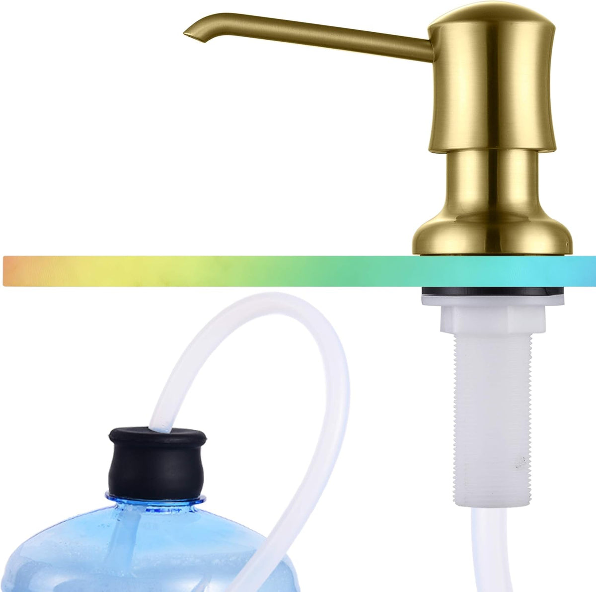 Sink Soap Dispenser for Kitchen Sink Brushed Gold Upgrade with 40" Silicone Extension Tube Kit