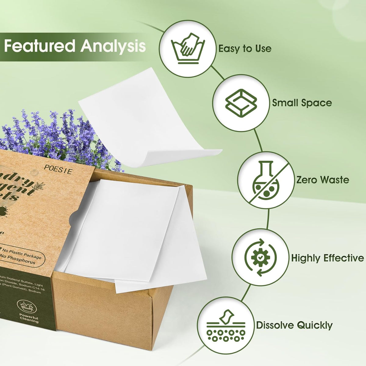 Poesie Laundry Detergent Sheet Sage Breeze Scent 160 Count Washer Sheets Detergent for Travel RV