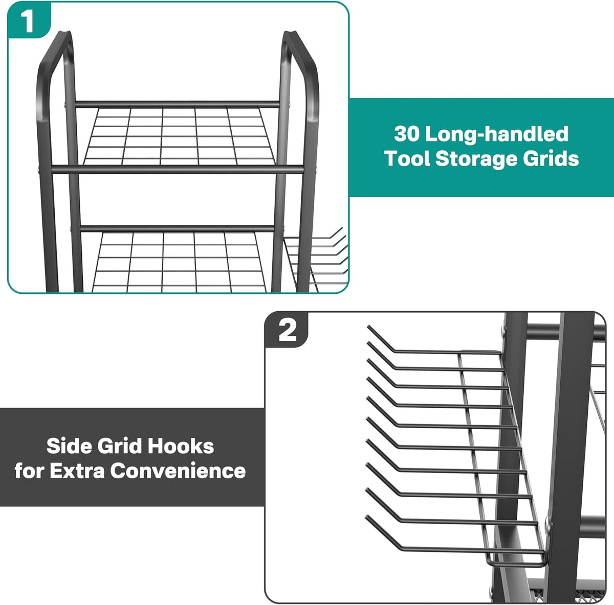 EVERHANGER Garden Tool Organizer and Storage, Yard Tool Stand Garage Tool Organization, Yard Tool