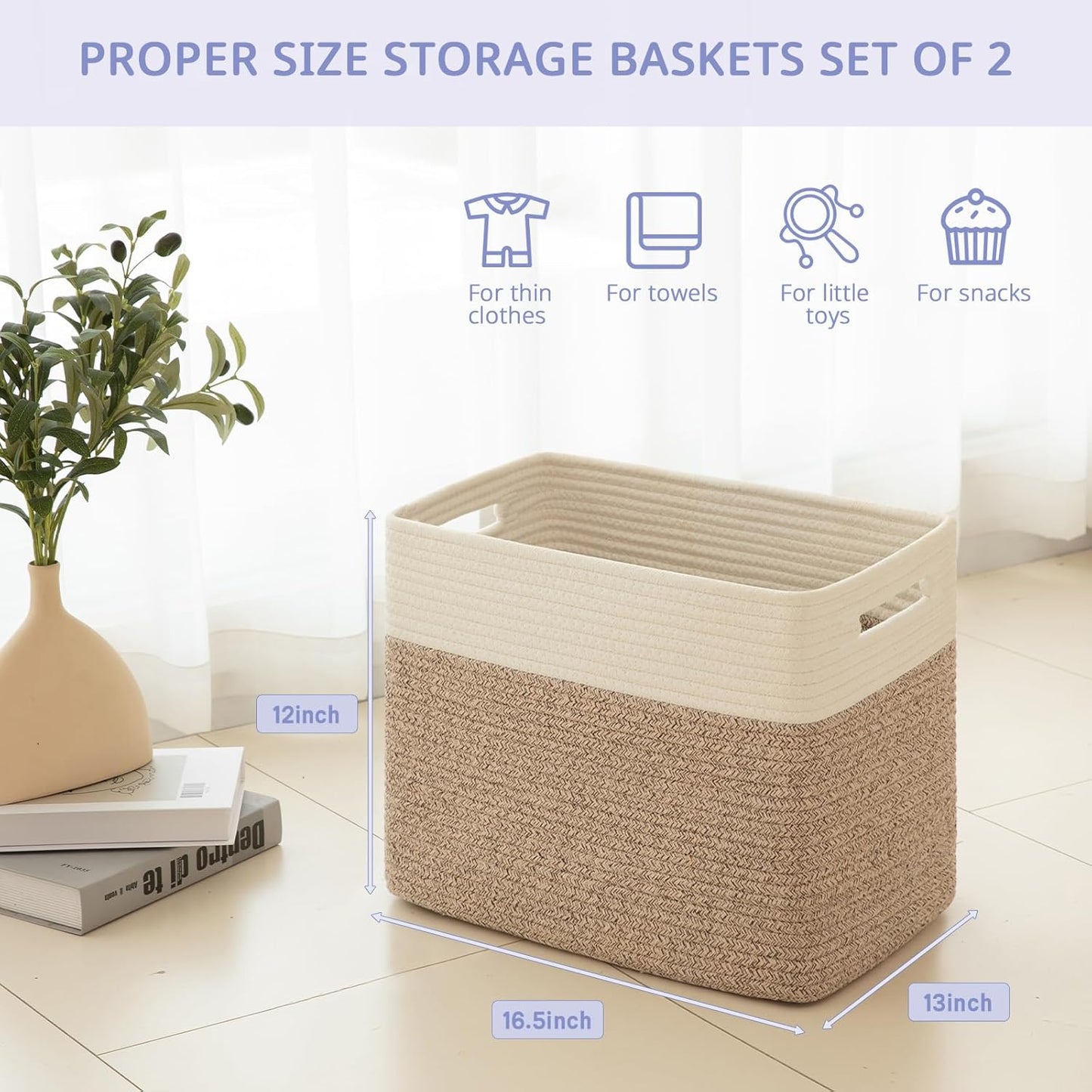 OIAHOMY Storage baskets for Shelf, Toy Storage Basket, Collapsible Storage Bins, Blanket Basket