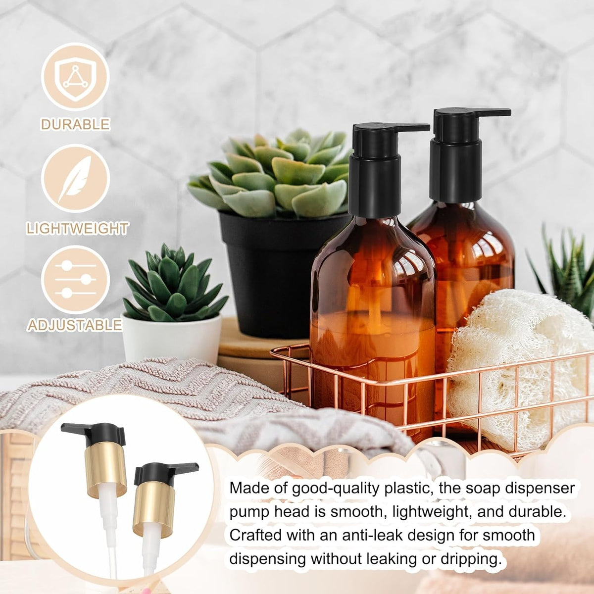 uxcell 2 Pcs Soap Dispenser Pump Heads, Hand Soap Dispensers Top Pumps Replacement Clip-on Pumphead