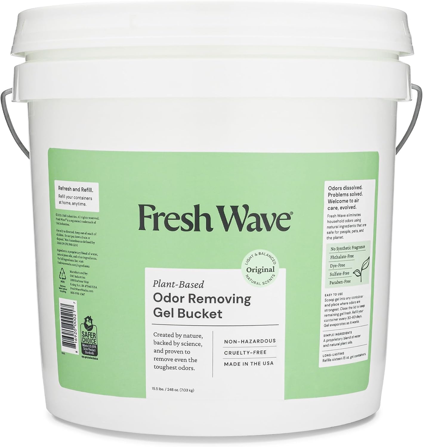 Fresh Wave Odor Removing Gel Bucket, 15.5 lb. (248 oz.), Original Scent Refill - Odor Absorbers for