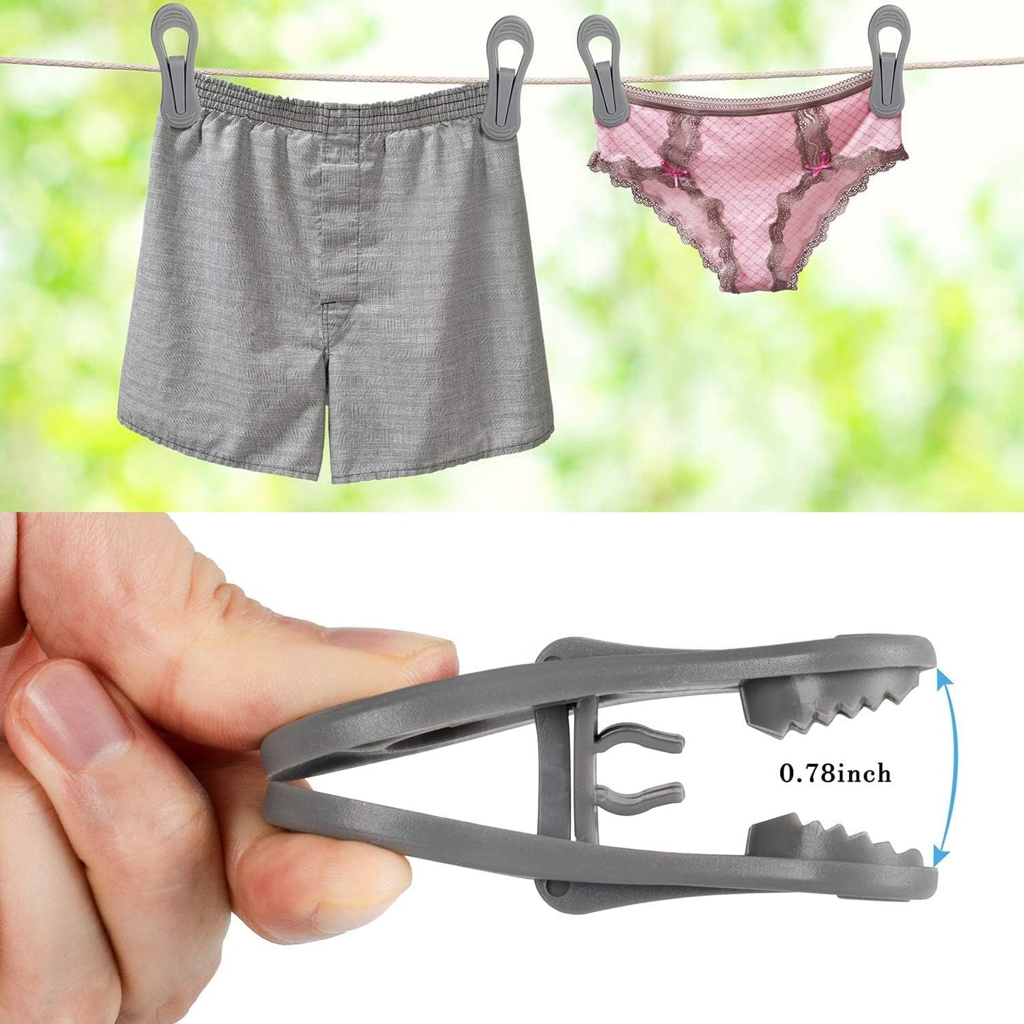 Tinfol 50pc Grey Plastic Hanger Clips, Strong Pinch Grip Finger Clips for Plastic Clothes Hangers