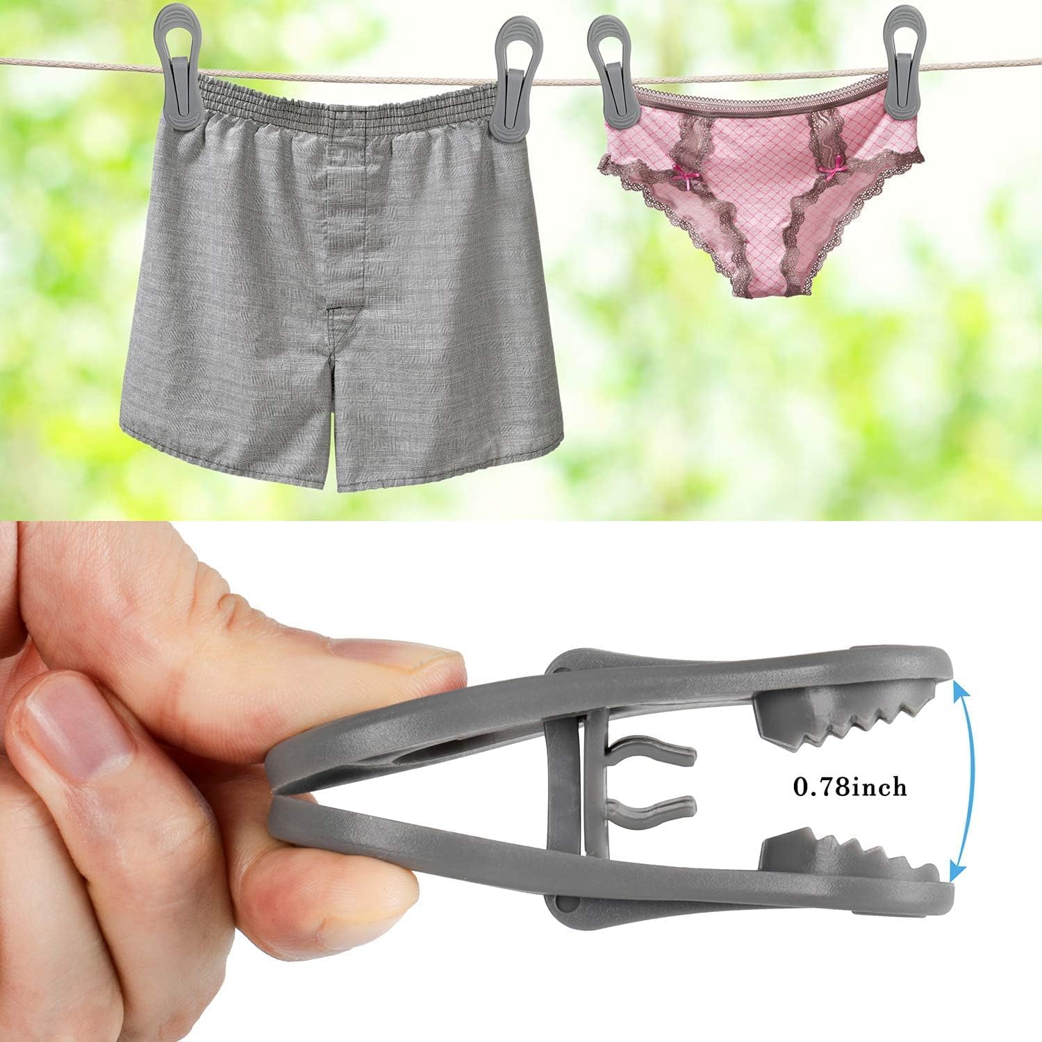 Tinfol 50pc Grey Plastic Hanger Clips, Strong Pinch Grip Finger Clips for Plastic Clothes Hangers