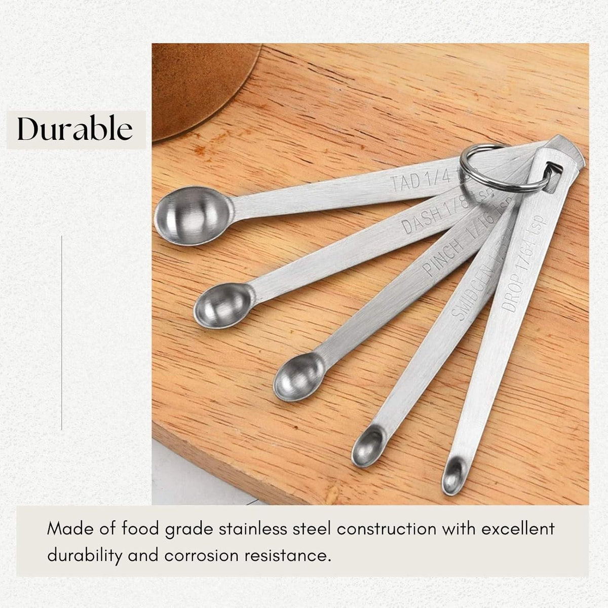 2 Pack Teaspoon Measuring Spoons, 1/4 tsp, 1/8 tsp, 1/16 tsp, 1/32 tsp, 1/64 tsp Mini Measuring