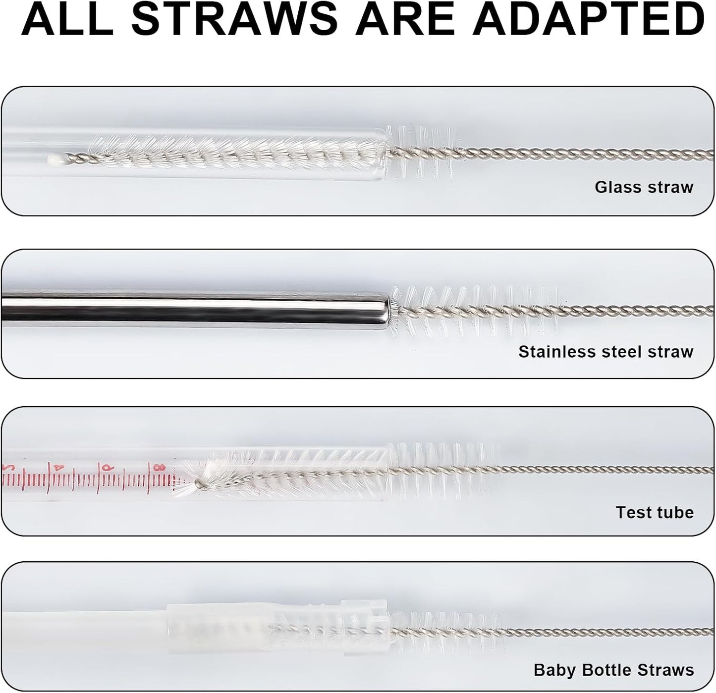 Straw Cleaner Brushes Sets, 12 Pieces 8.2 Inch Botthle Cleaning Brush and Nylon Tube Brush Brush