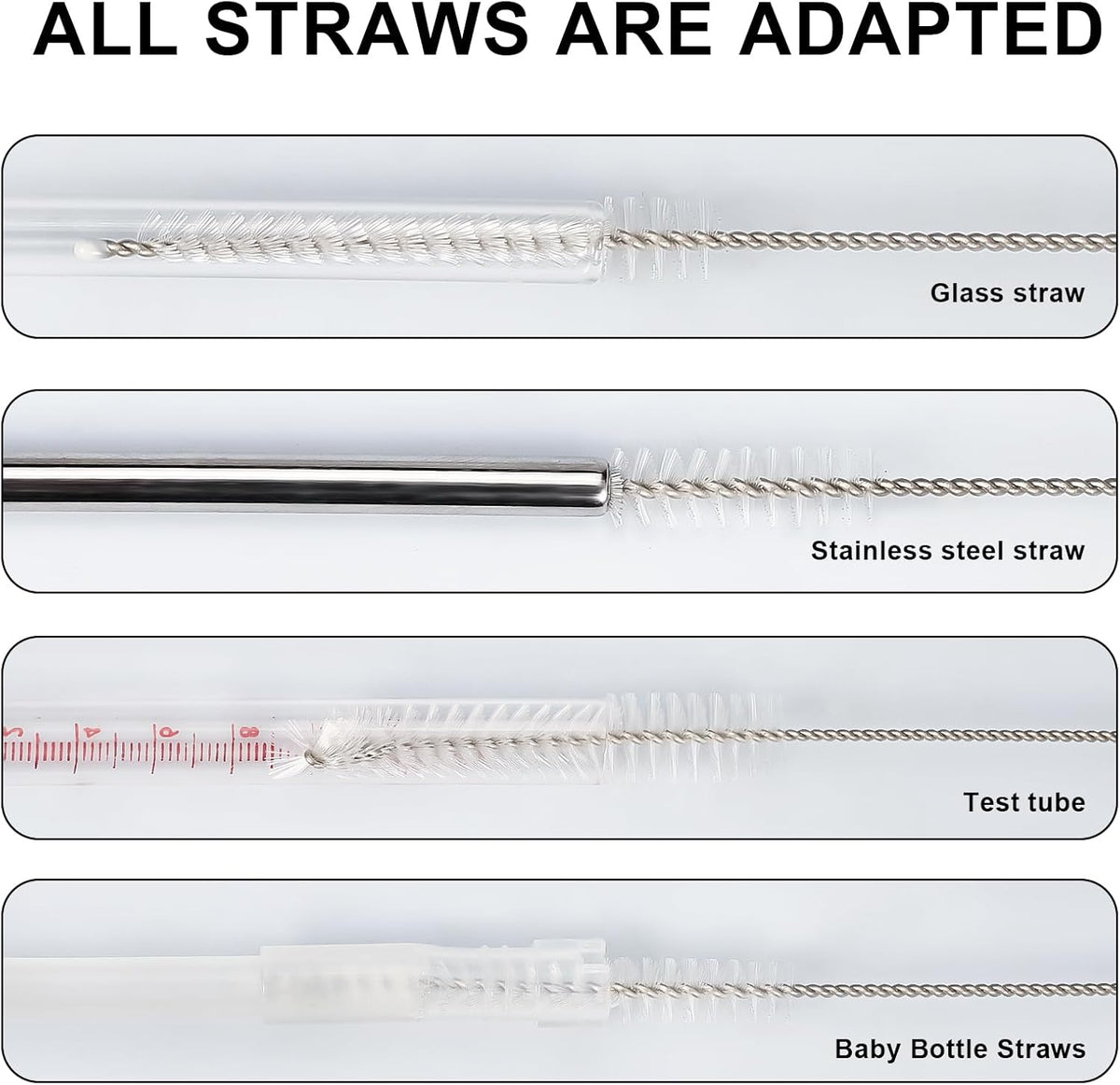 Straw Cleaner Brush Set, 12-Piece 11.8 Inch Long Botthle Cleaning Brush, Nylon Tube Brush Kit for