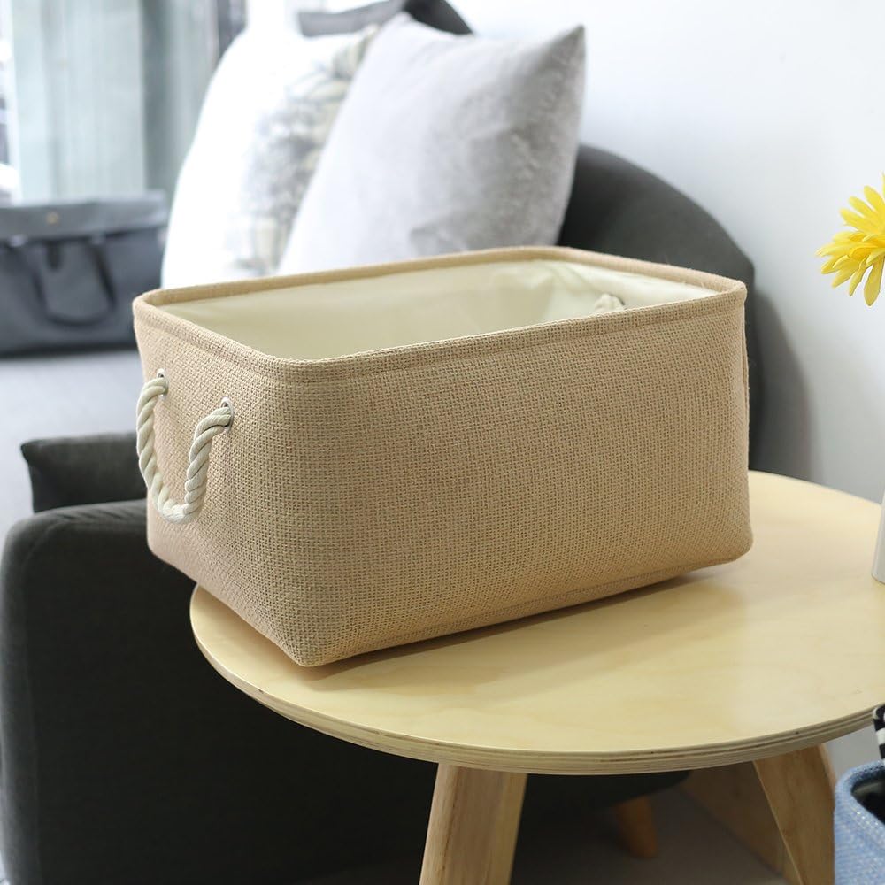 TheWarmHome Decorative Basket Rectangular Small Storage Basket Fabric Storage Bin Organizer Basket