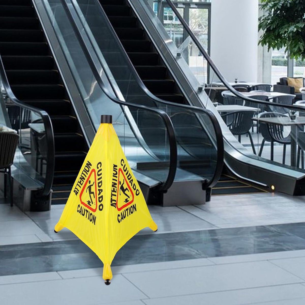6 Pcs 20 inch Pop up Wet Floor Sign with Storage Tube, Wet Safety Signs Commercial Caution Safety