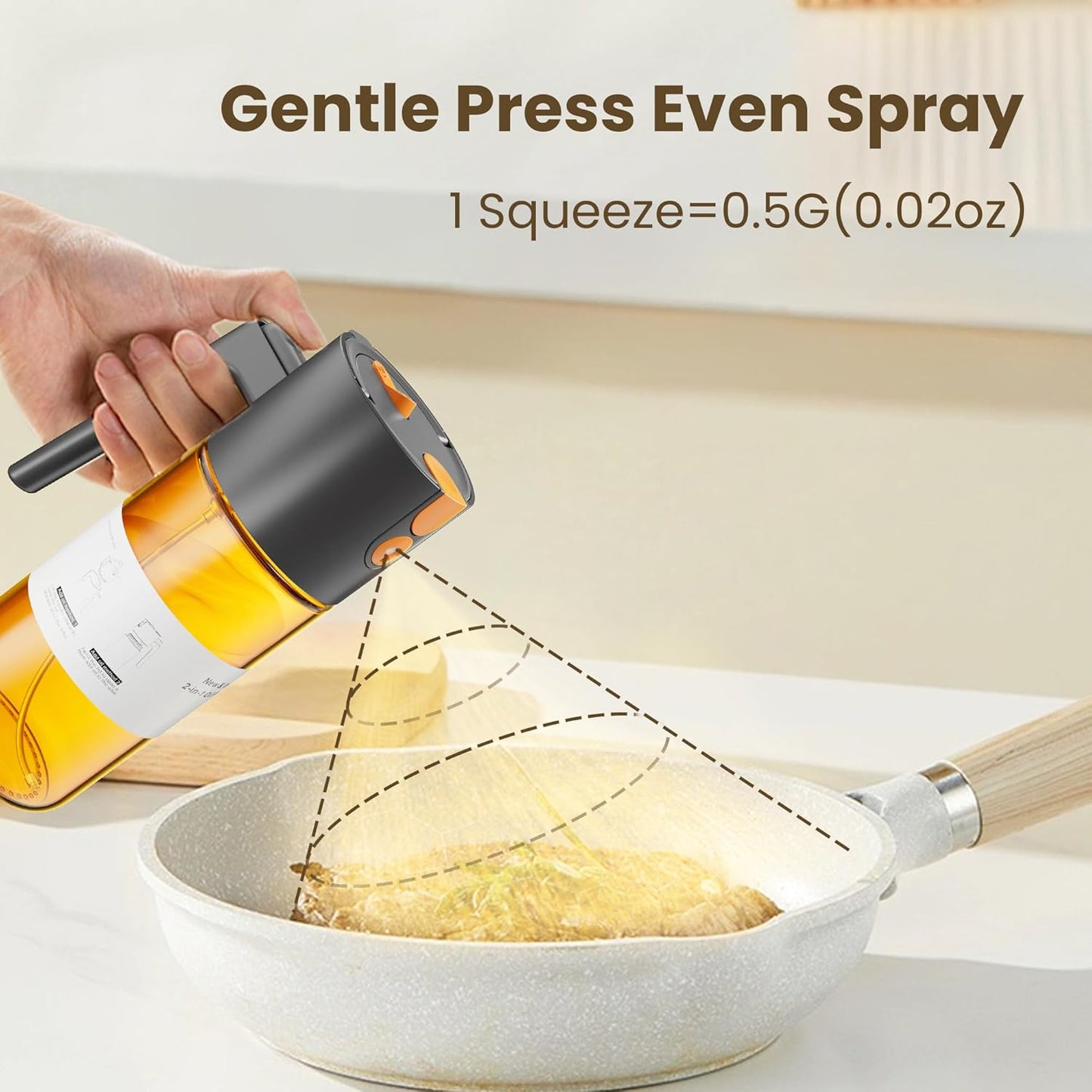Upgrade 2 in 1 Oil Sprayer for Cooking, 17oz Light-Blocking Glass Olive Oil Dispenser Bottle for