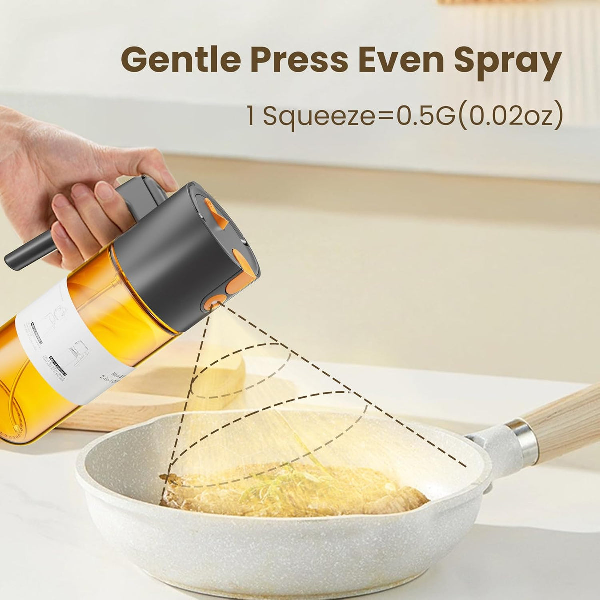 Upgrade 2 in 1 Oil Sprayer for Cooking, 17oz Light-Blocking Glass Olive Oil Dispenser Bottle for