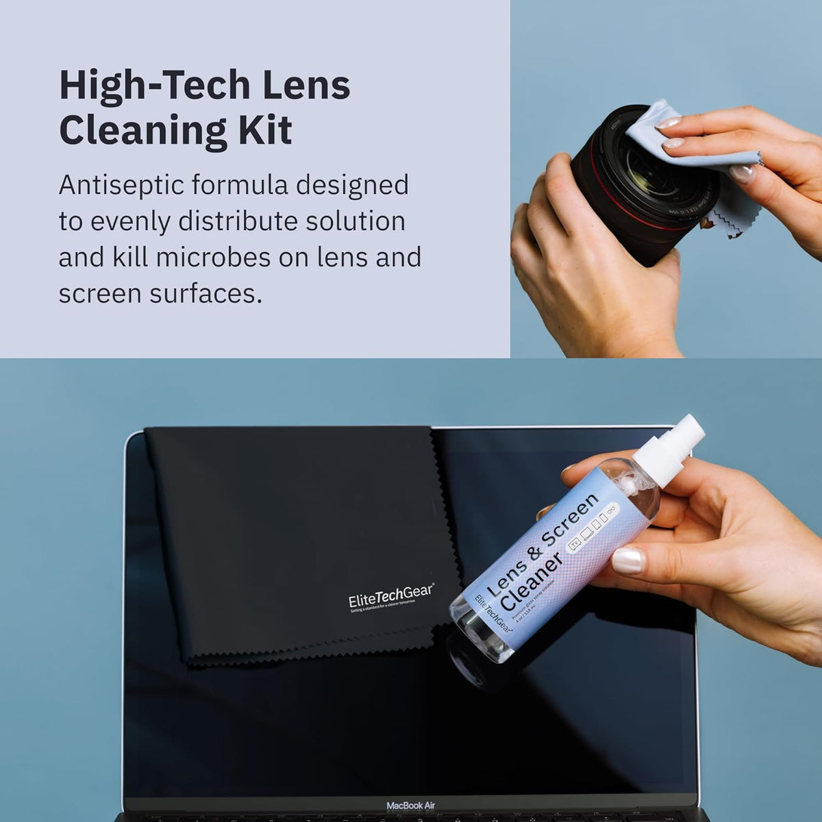 Elite Tech Gear Optical, Screen & Lens Care Kit - 3pc Spray (2x4oz+1oz) with 2 Microfiber Cloths