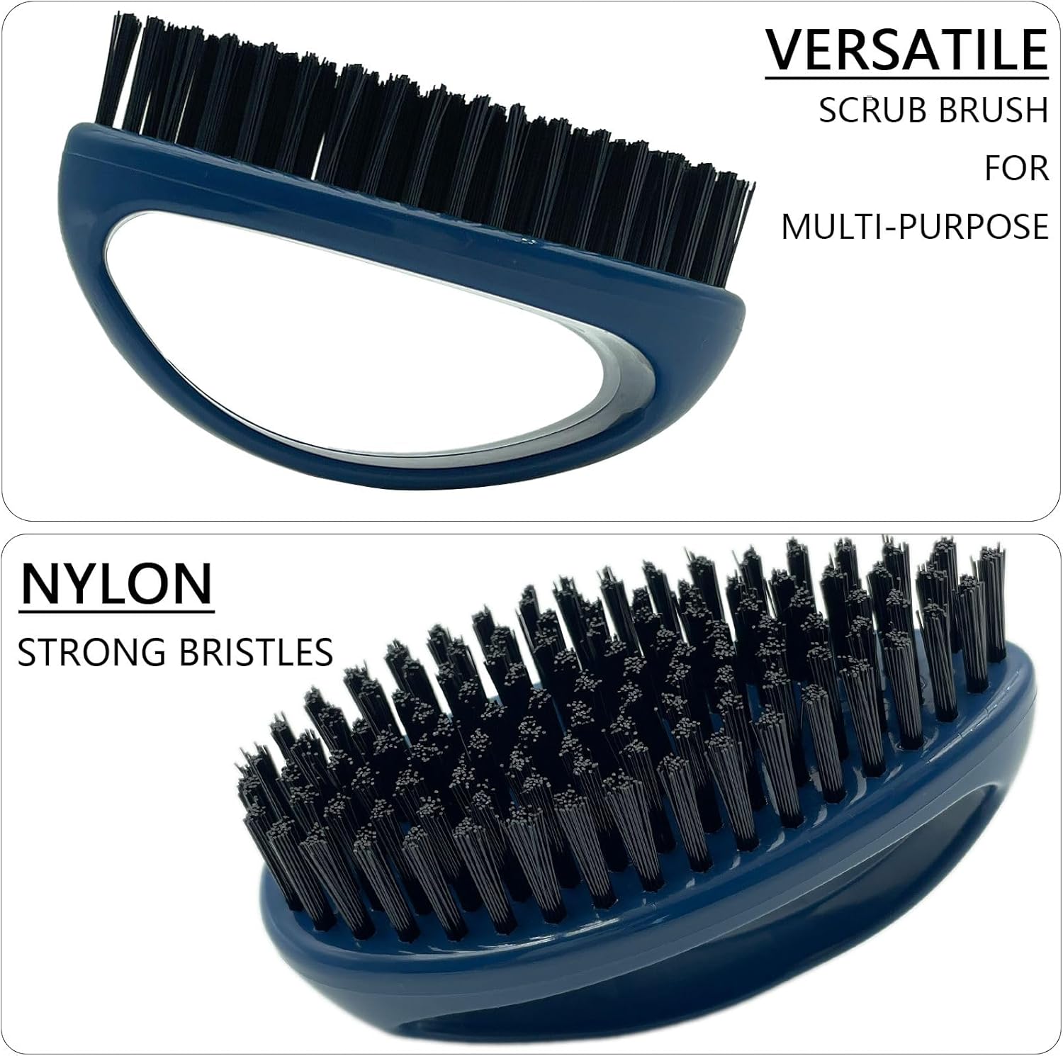 Small Scrub Brush with Nylon Bristles - Heavy Duty Cleaning Brush for Bathroom, Kitchen, Grout