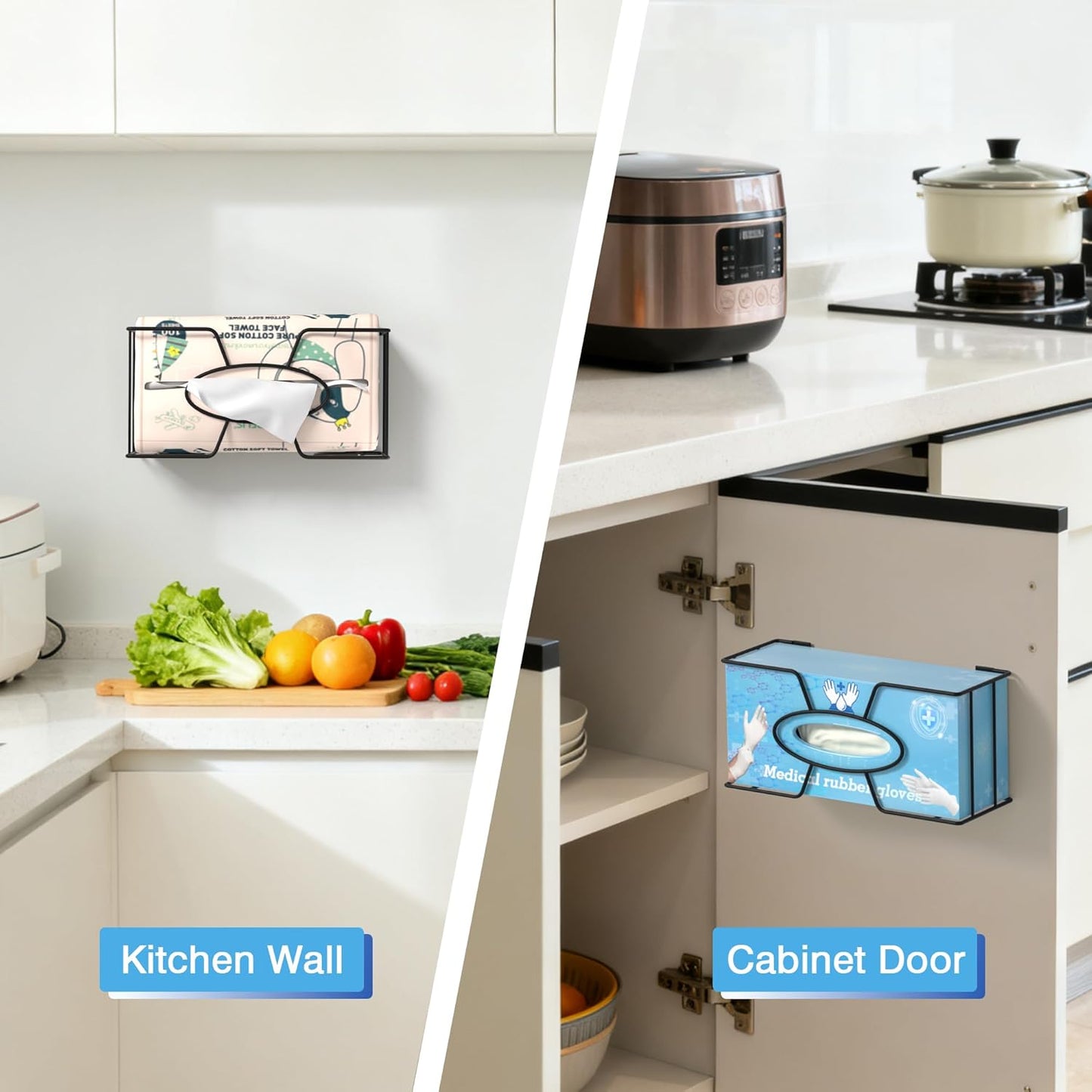 Glove Box Holder for Wall Mount, 2 Pack Disposable Glove Dispenser, Metal Box Organizer for Rubber