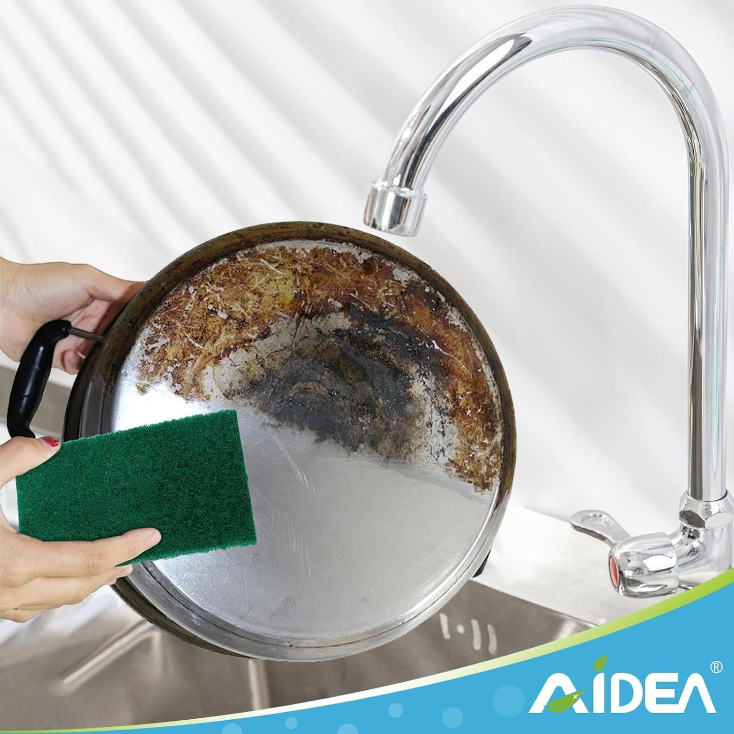 AIDEA Heavy Duty Scouring Pads, Dish Scrubber Pads for Household and Kitchen, Multipurpose Scour