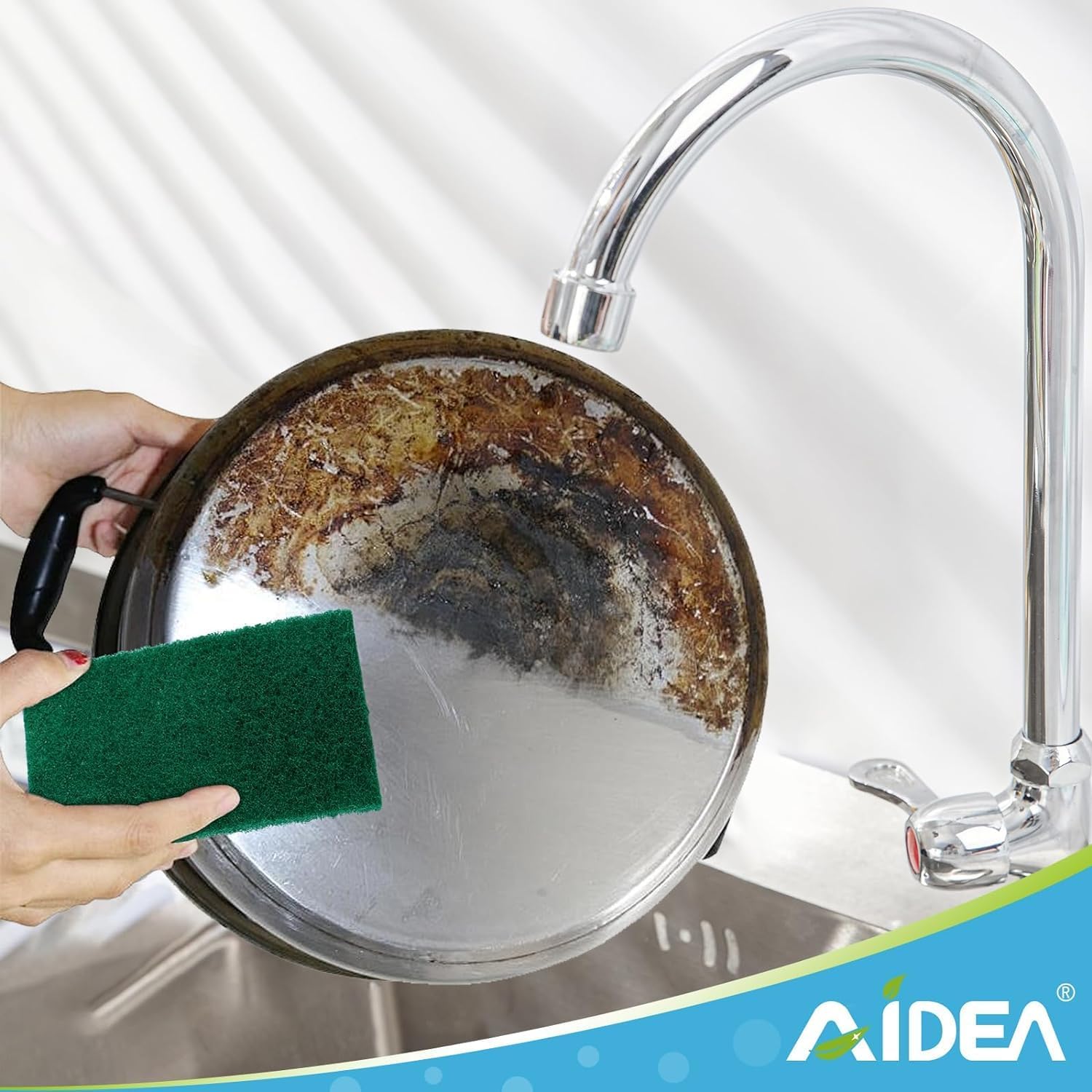 AIDEA Heavy Duty Scouring Pads, Dish Scrubber Pads for Household and Kitchen, Multipurpose Scour