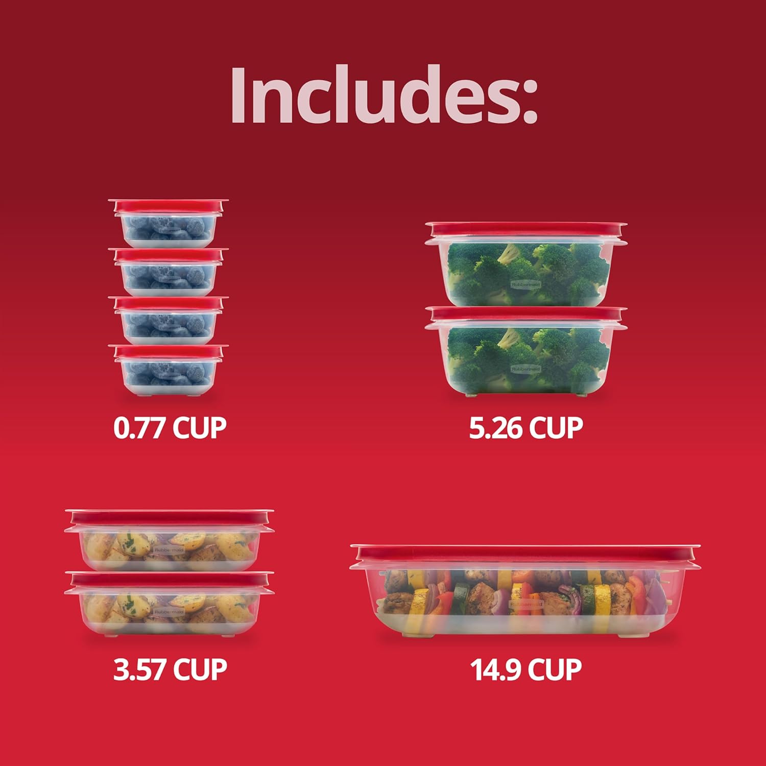 Rubbermaid EasyStore Large Containers, 18-Piece Set, Food Storage Containers, Food Storage