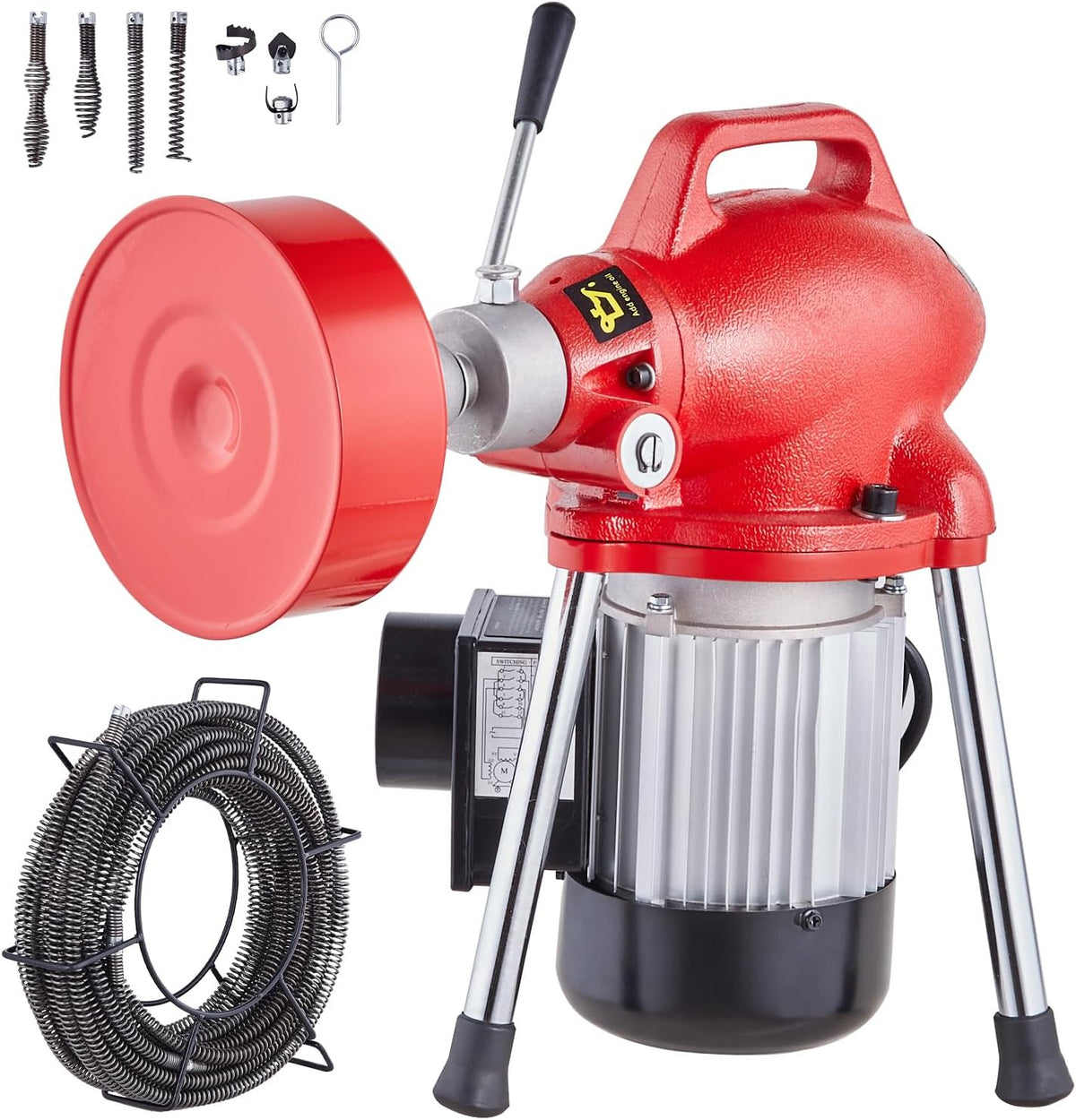 VEVOR Drain Cleaner Machine 66FT x 5/8 Inch, 250W Electric Sewer Snake Auger with 2 Sectional Steel