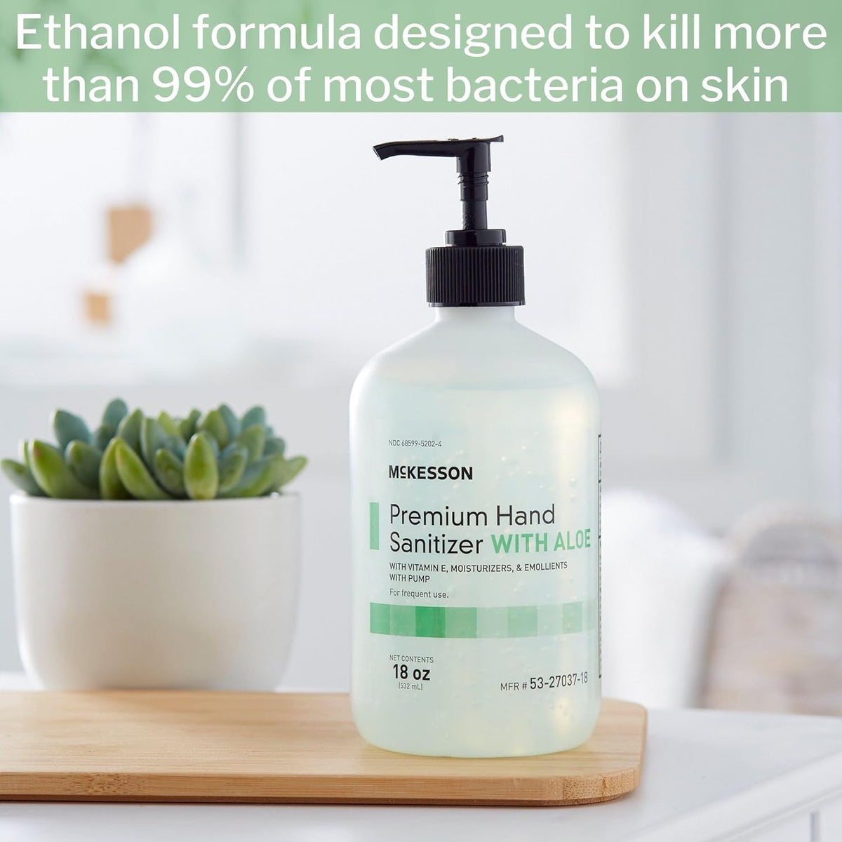 McKesson Hand Sanitizer with Aloe, 18 oz Pump Bottle [Pack of 3] - 70% Ethyl Alcohol, Spring Water