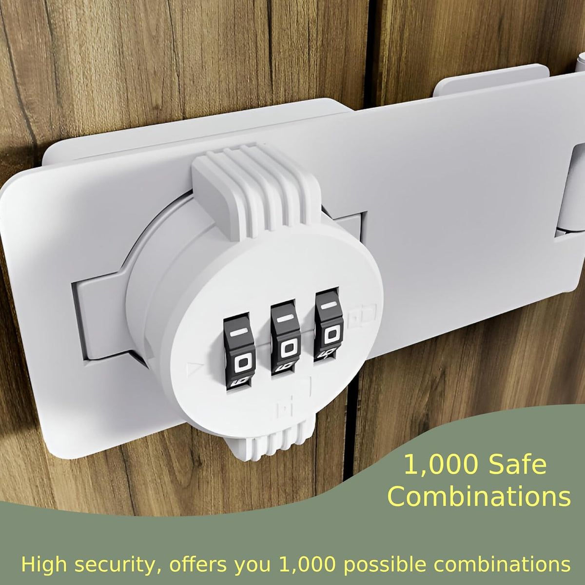Keyless Combination Lock - 3-Digit Combination Lock for Doors - Twist Knob Hasp Latch Lock with
