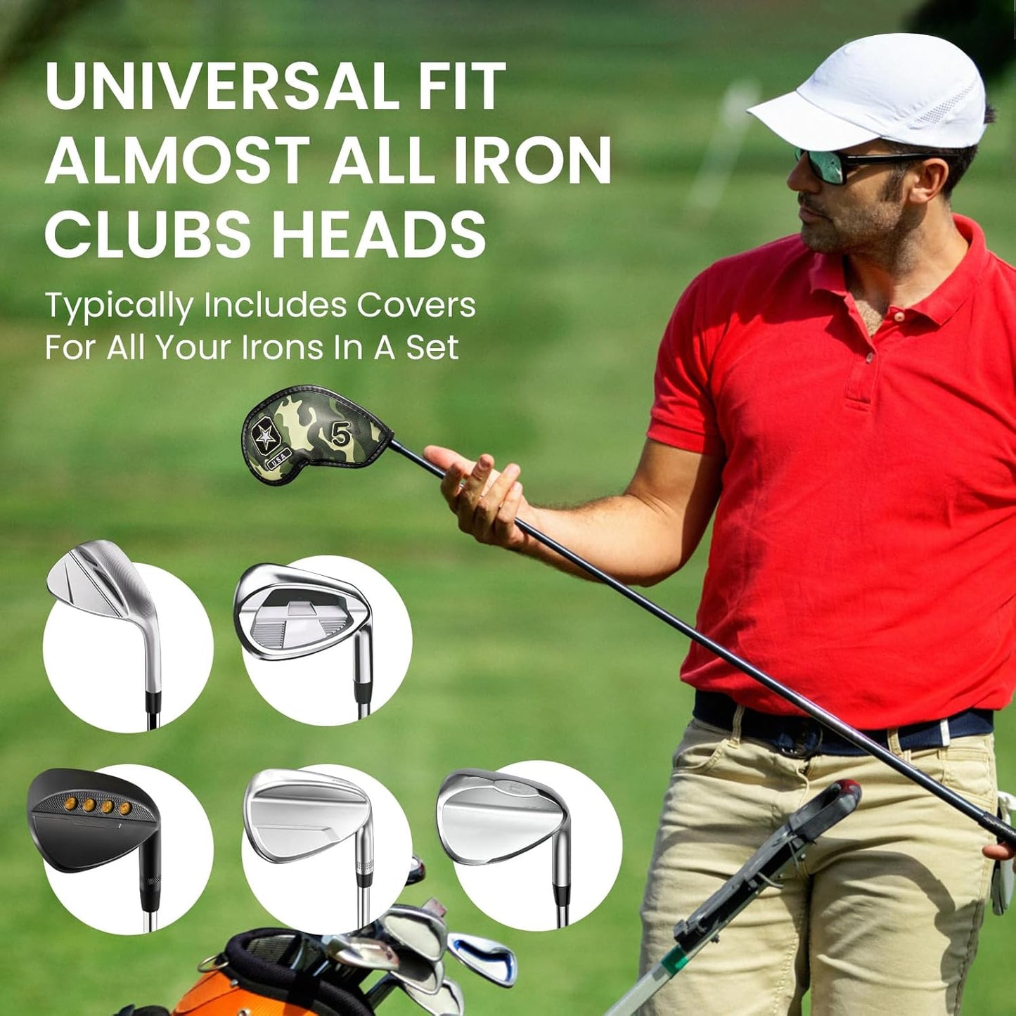 FINGER TEN Premium Synthetic Leather Stylish Iron & Wedge Golf Head Covers Value 12 Piece Set
