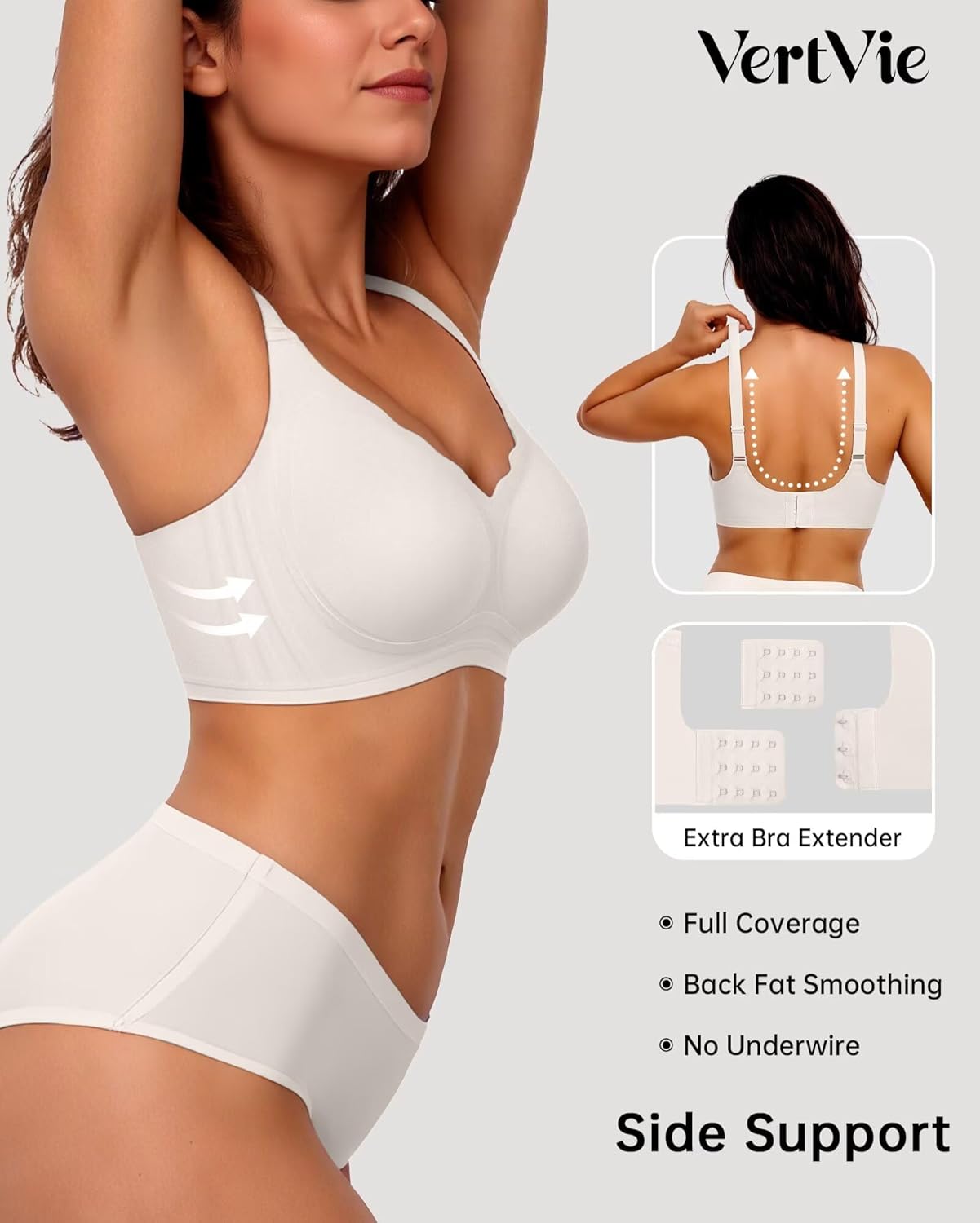 Vertvie Womens Seamless Bras No Underwire Supportive Wireless Push Up Full Coverage Bralette