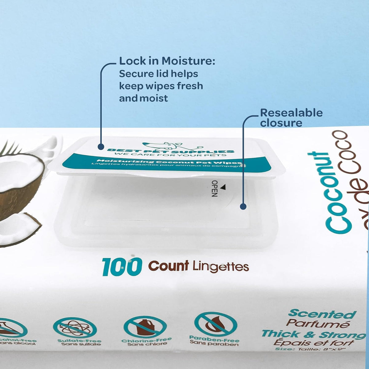 Best Pet Supplies Pet Grooming Wipes for Dogs & Cats,Deodorizer for Coats & Dry, Itchy, or
